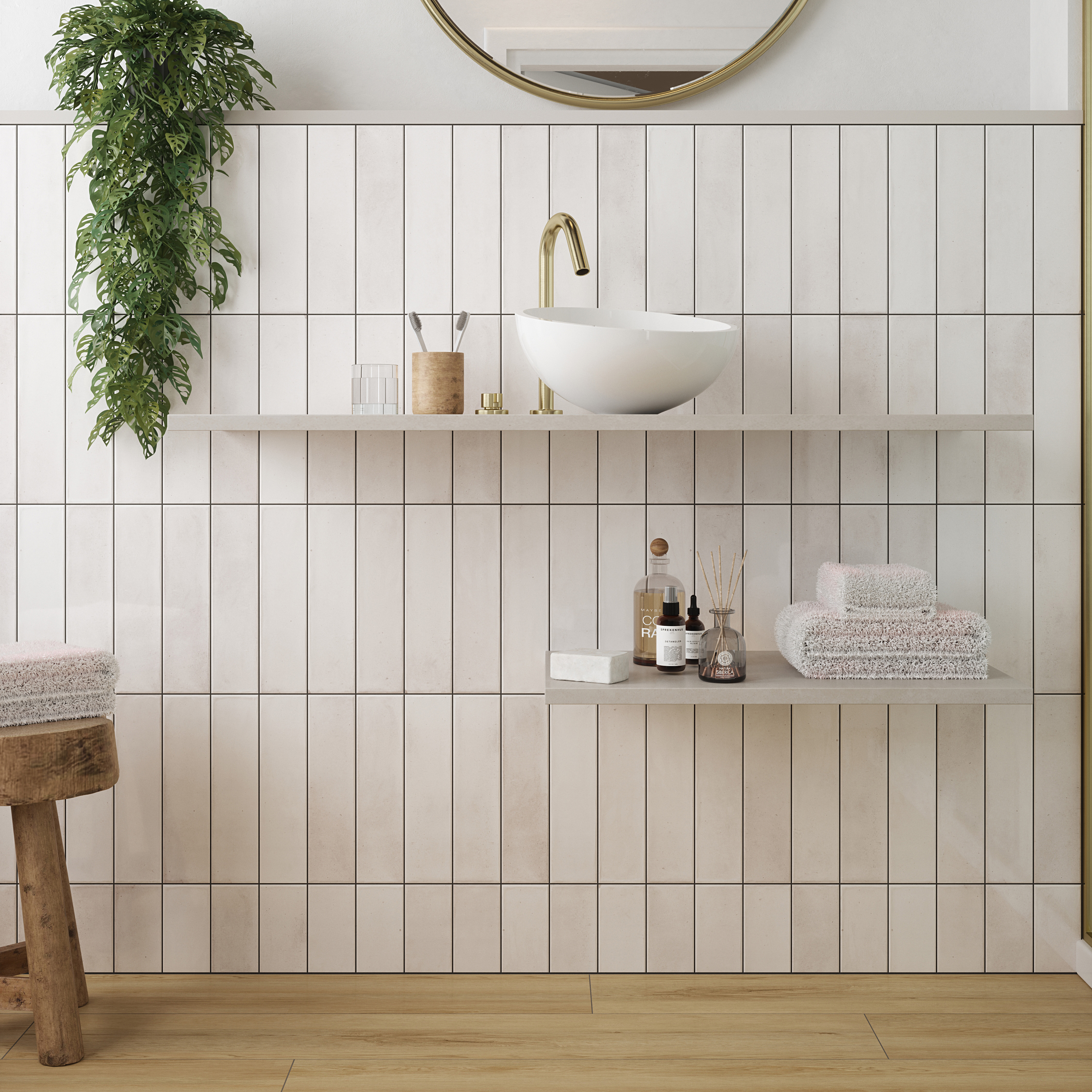 Wickes Arabella Chalk White Gloss Ceramic Wall Tile - 300 x 75mm