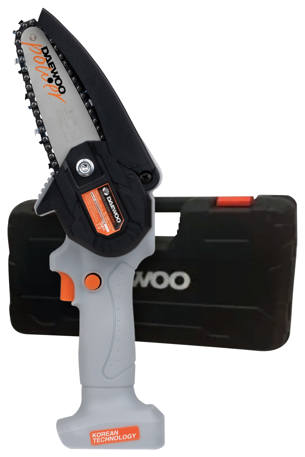 DAEWOO DALMCH1812B1C1 U-FORCE Li-ion Cordless 1 x 2.0Ah 10cm Handheld Mini Chainsaw with Hard Case - 18V