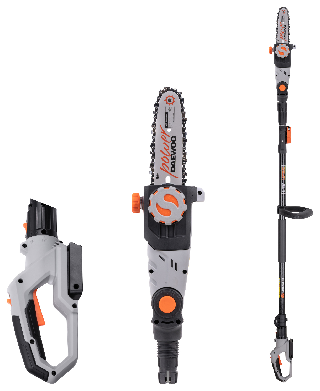 DAEWOO DALPS1812B1C1 U-FORCE Li-ion Cordless 1 x 2.0Ah 10cm Pole Chainsaw/Pruner - 18V