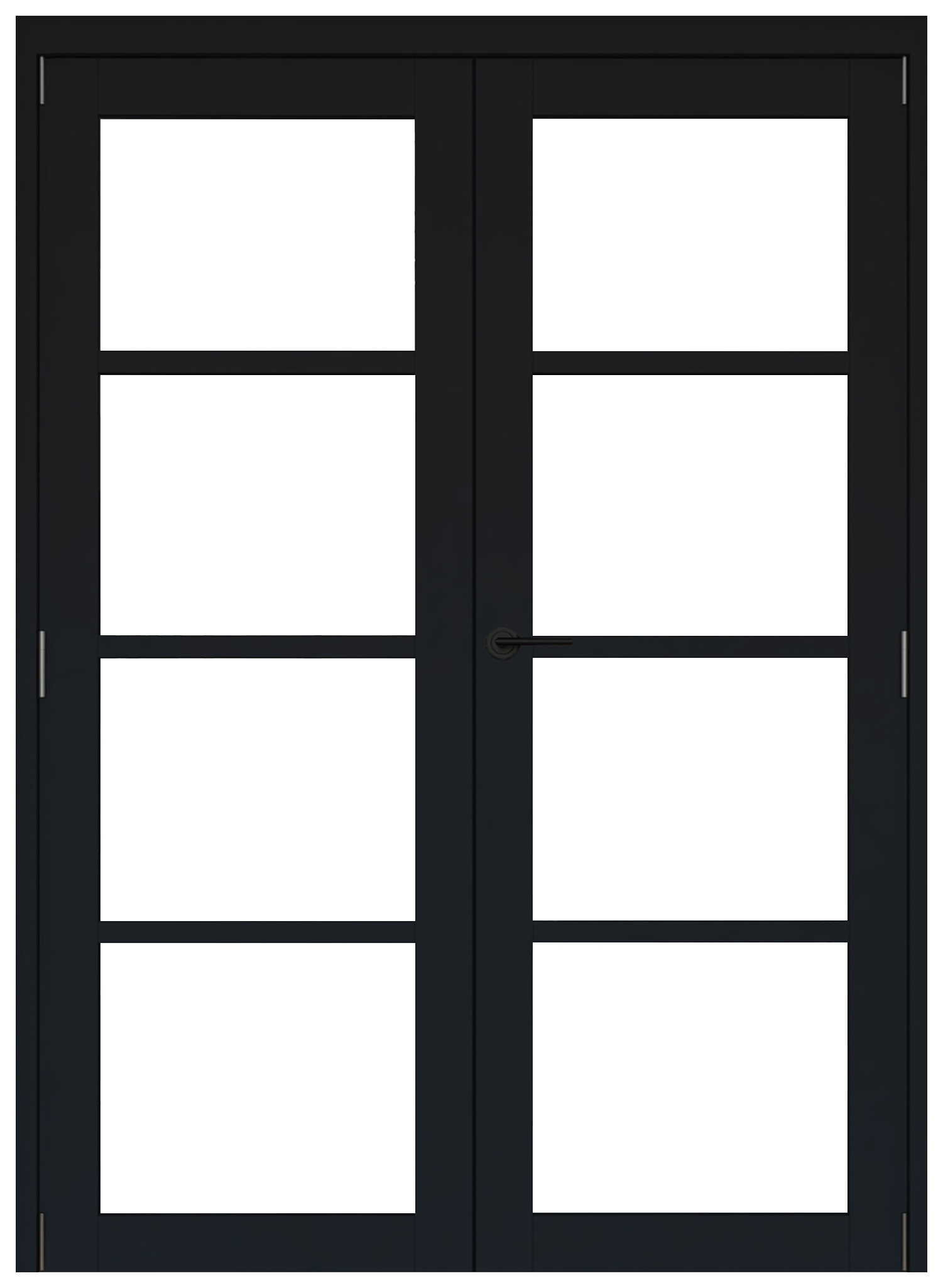 Rohden Black Fully-Finished 4 Light Internal French Door Set - 2010 mm