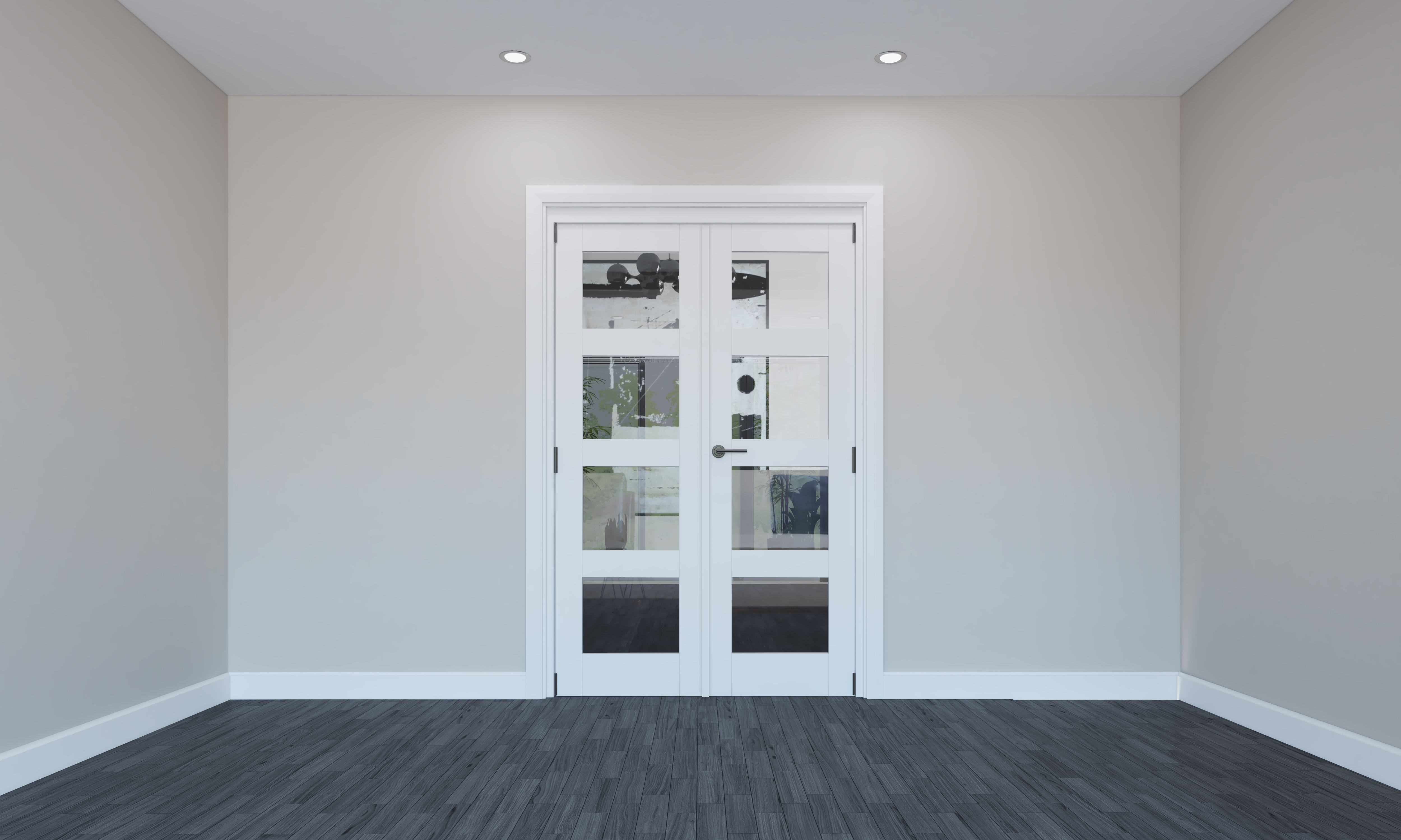 Rohden White Primed 4 Light Internal French Door Set - 2010 mm