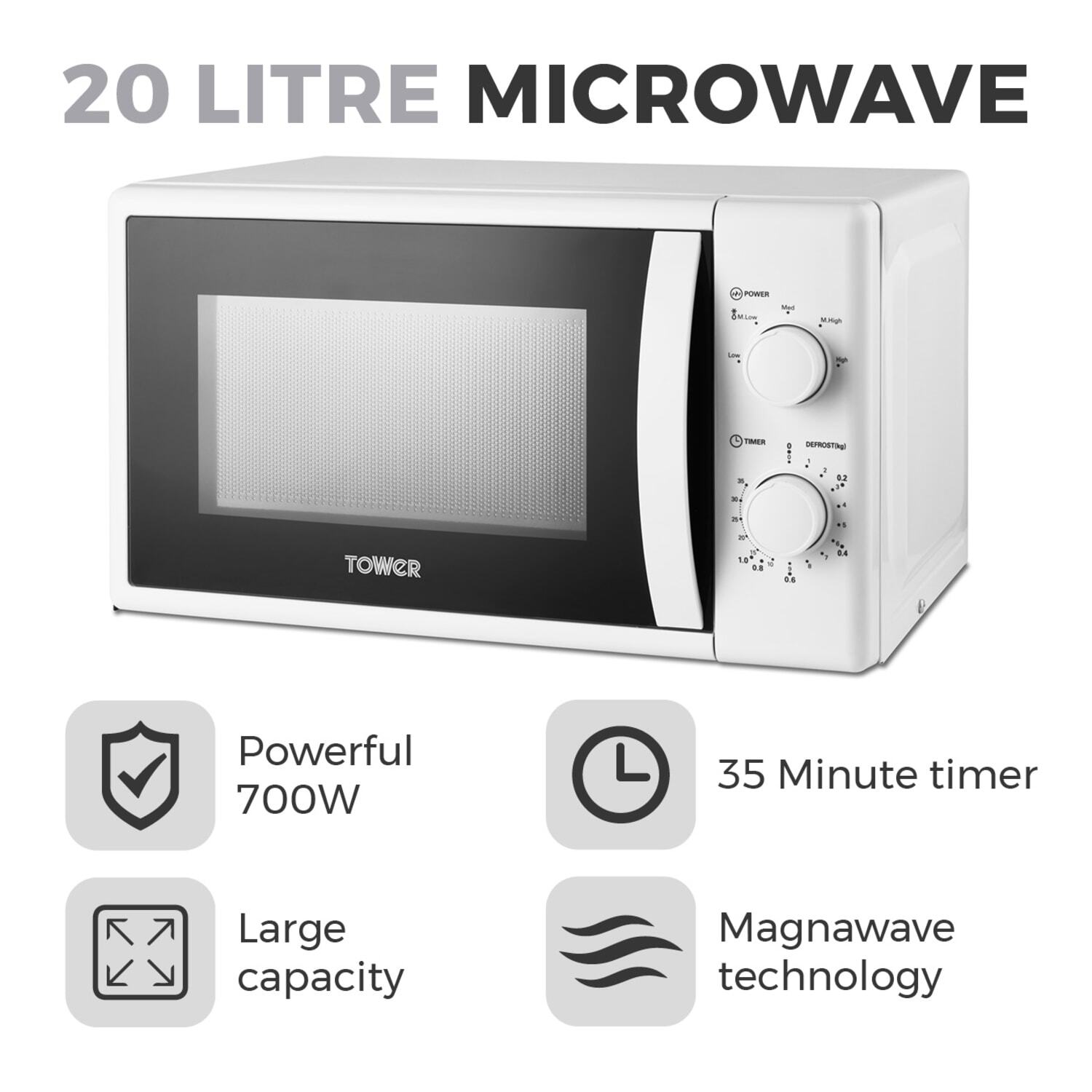 Tower Microwave 20L 700W - White