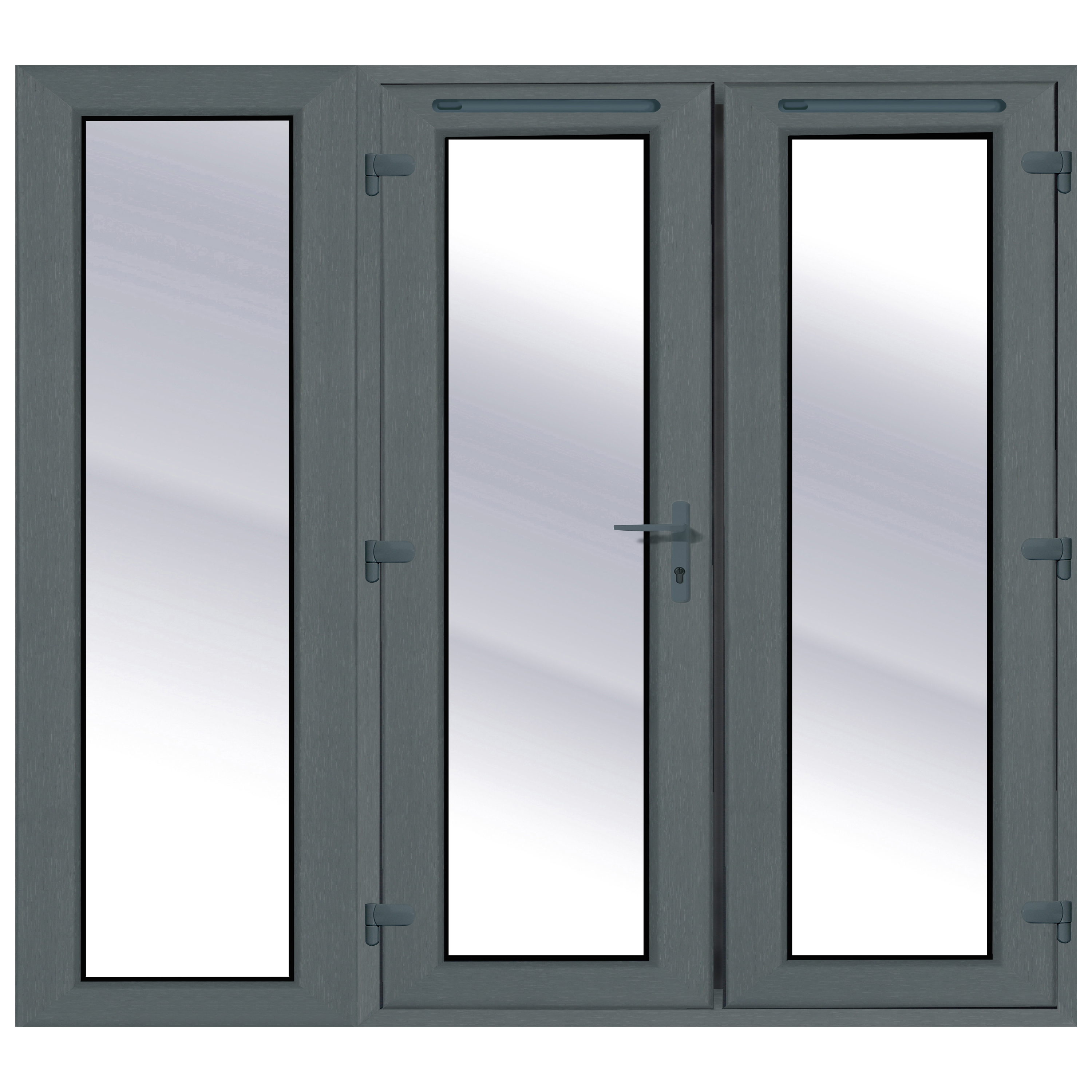 Rohden Grey uPVC External French Door Set with Sidelight - 2090 x 2090mm