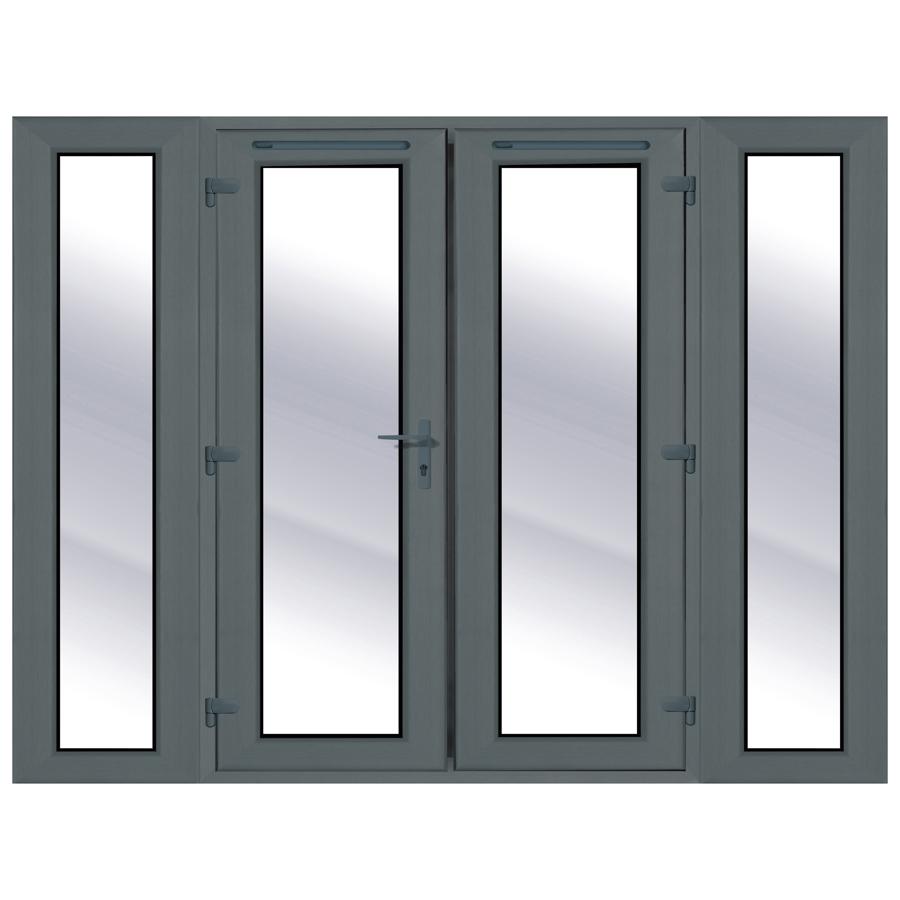 Rohden Grey uPVC External French Door Set with 300mm Sidelights - 2390 x 2090mm