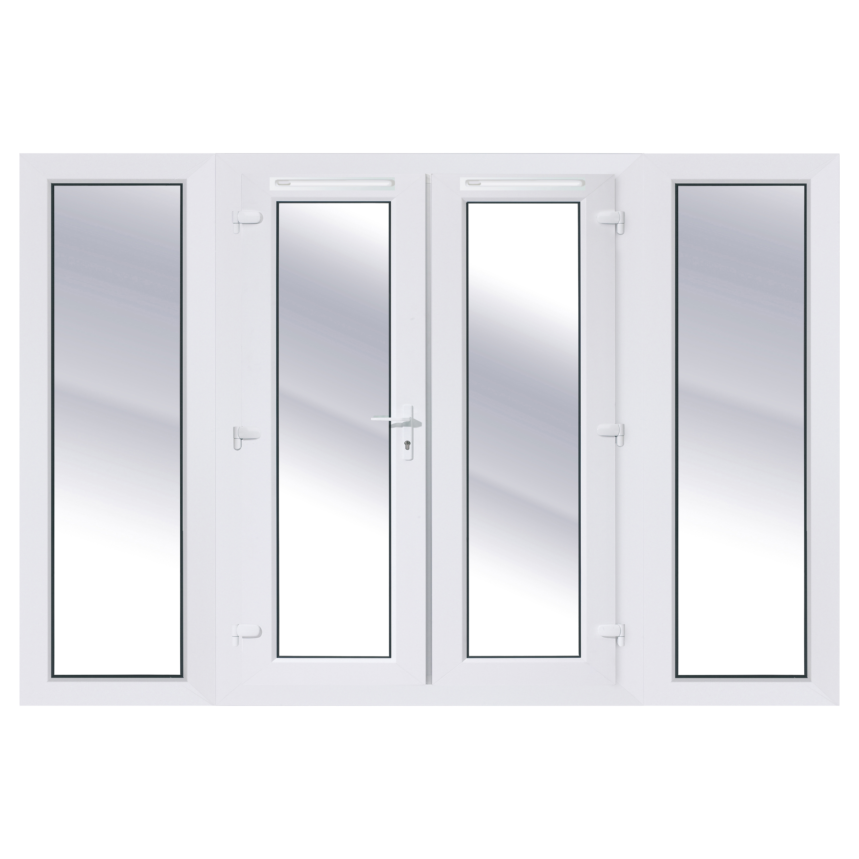 Rohden White uPVC External French Door Set with 600mm Sidelights - 2390 x 2090mm