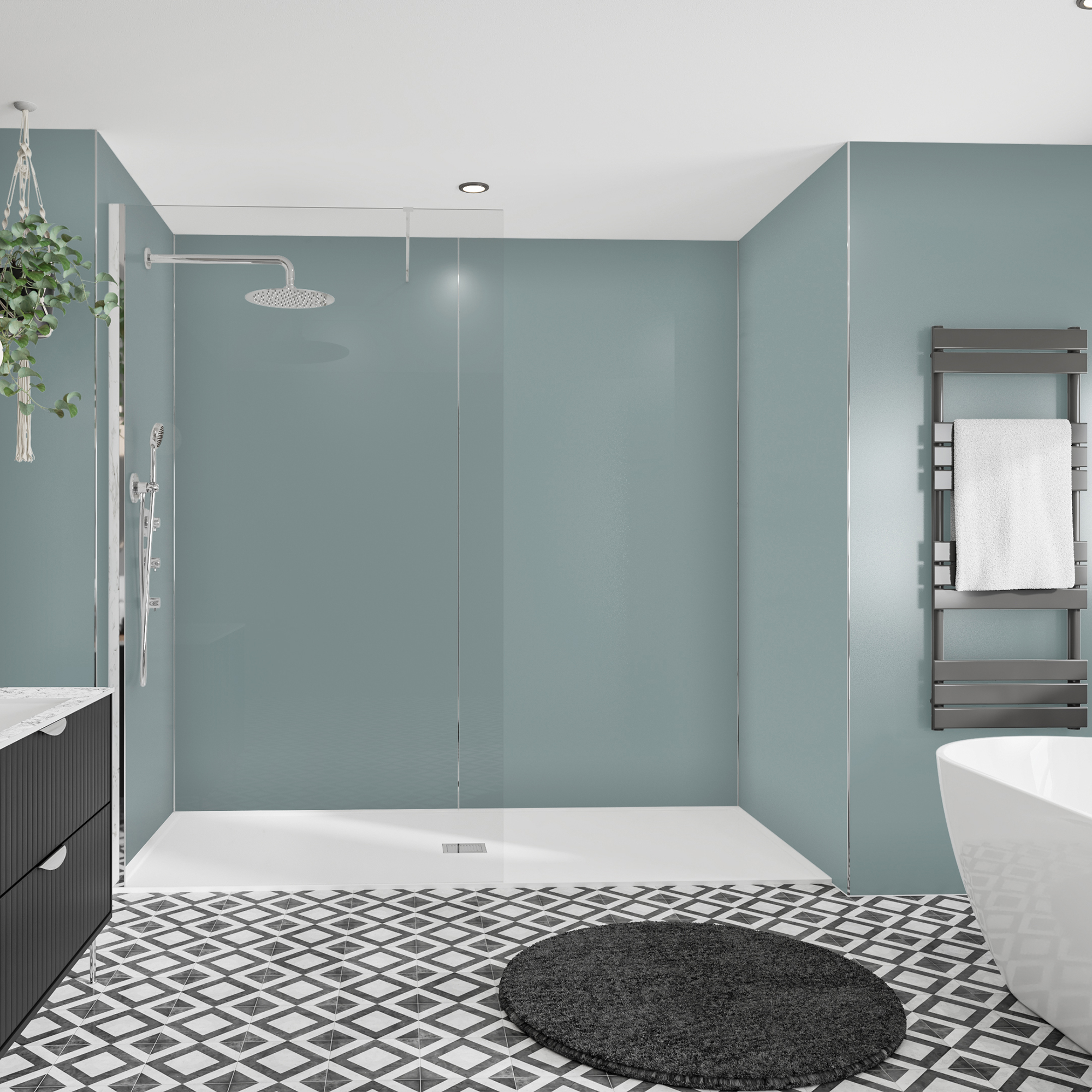 Wetwall Alloy Neptune Blue Single Shower Panel - 2440 x 1200 x 4mm
