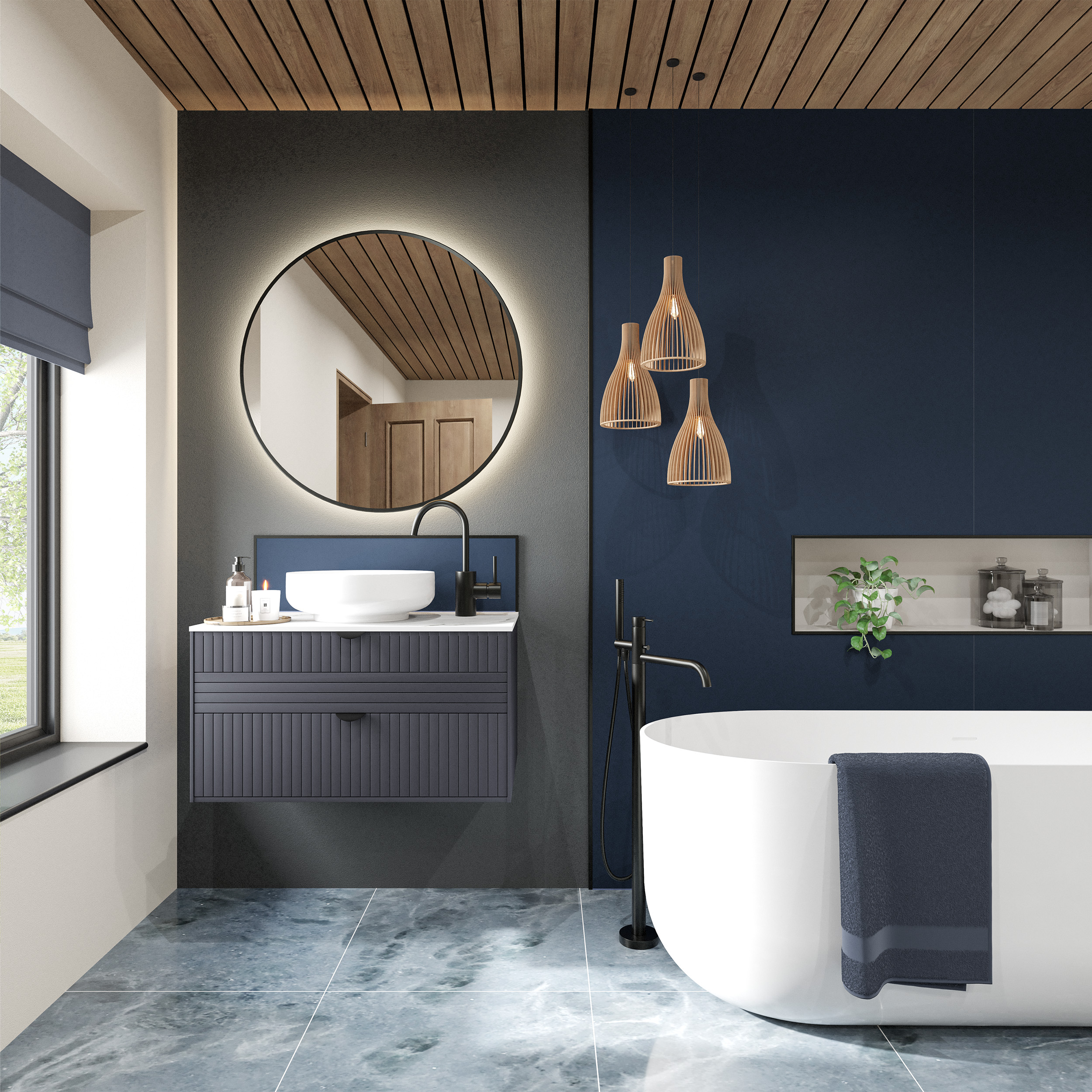 Wetwall Alloy Deep Sea Blue Single Shower Panel - 2440 x 1200 x 4mm