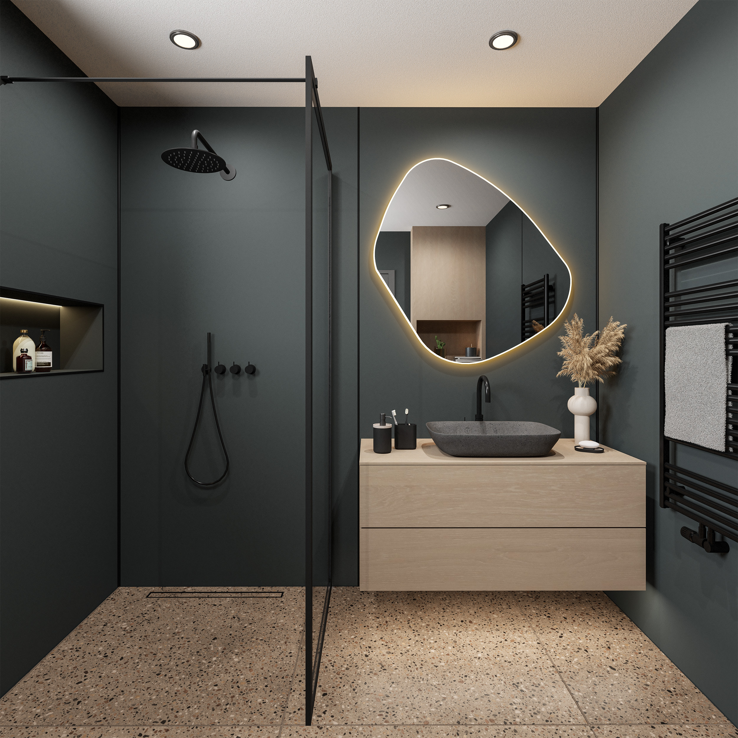 Wetwall Alloy Midnight Grey Single Shower Panel - 2440 x 1200 x 4mm