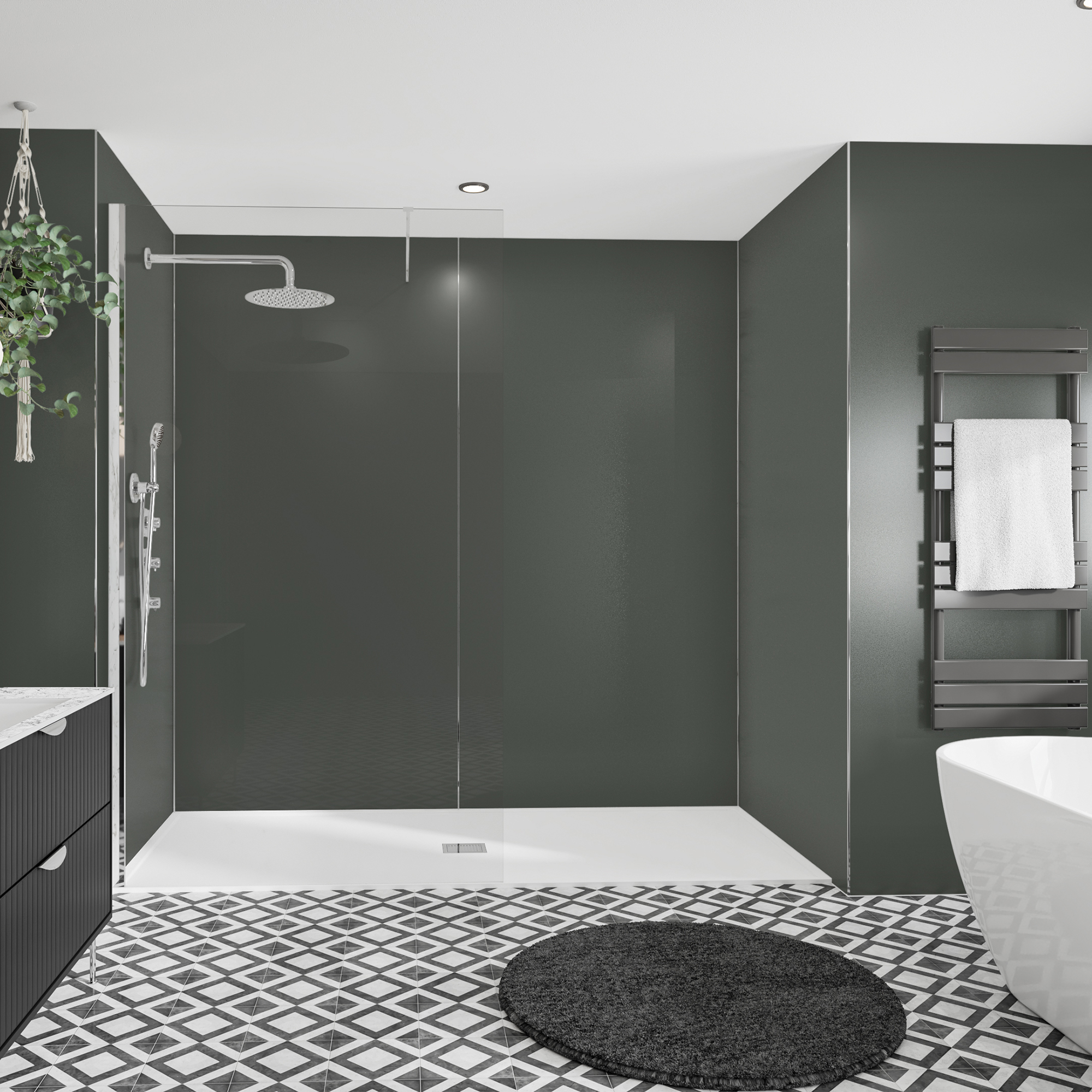 Wetwall Alloy Hadrian Green Single Shower Panel - 2440 x 1200 x 4mm