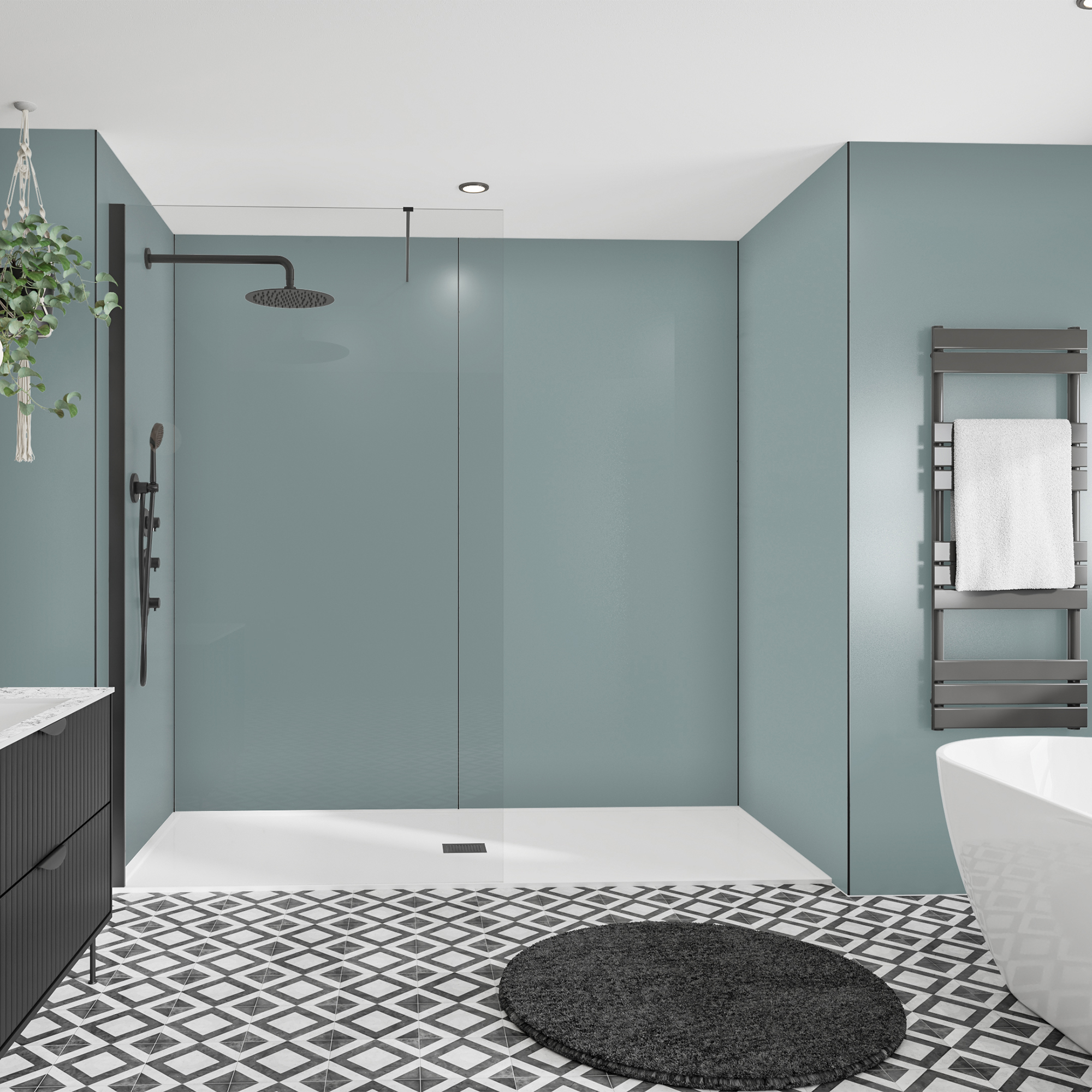 Wetwall Neptune Blue Alloy Single Shower Panel - 2440 x 900 x 4mm