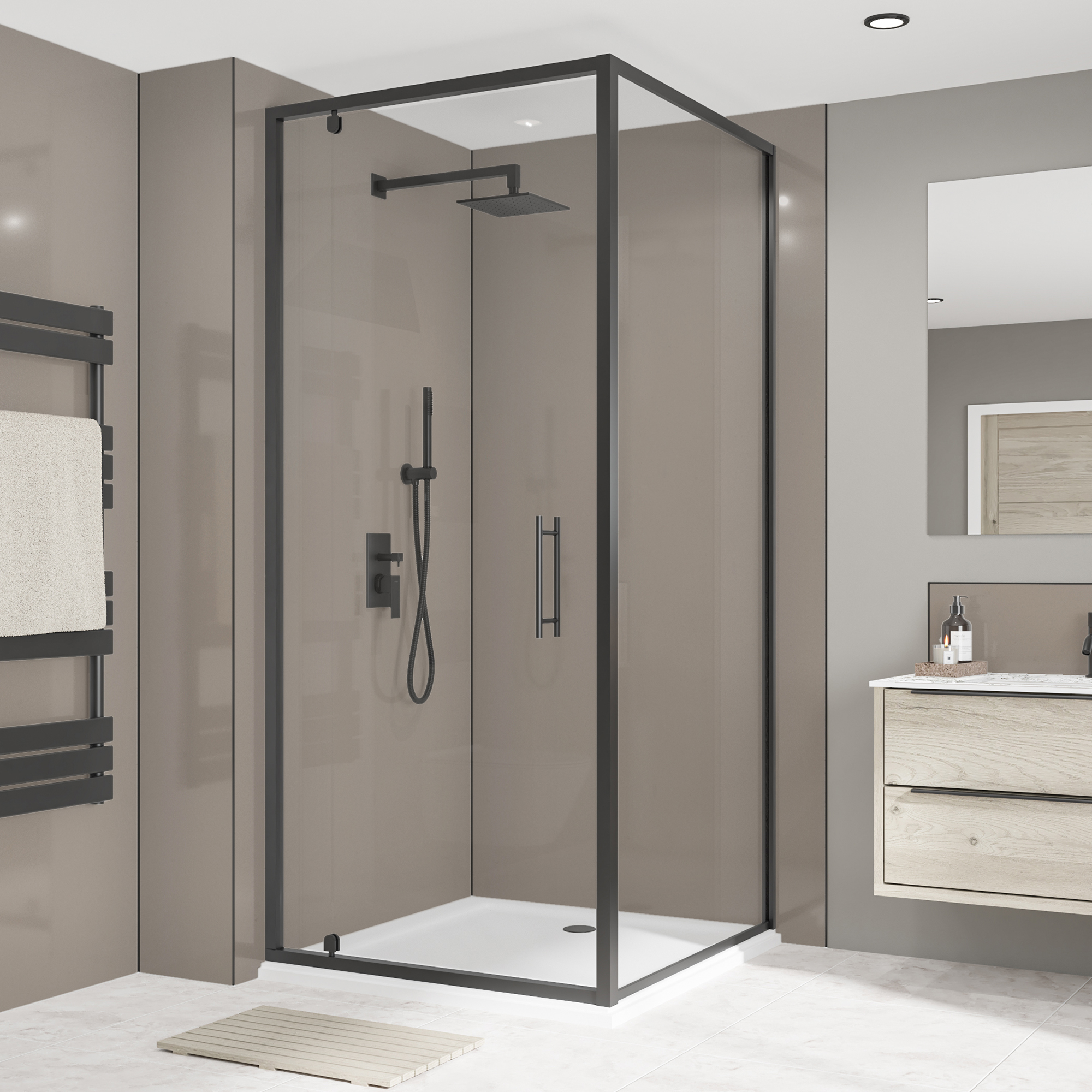 Wetwall Terra Grey Alloy Single Shower Panel - 2440 x 900 x 4mm