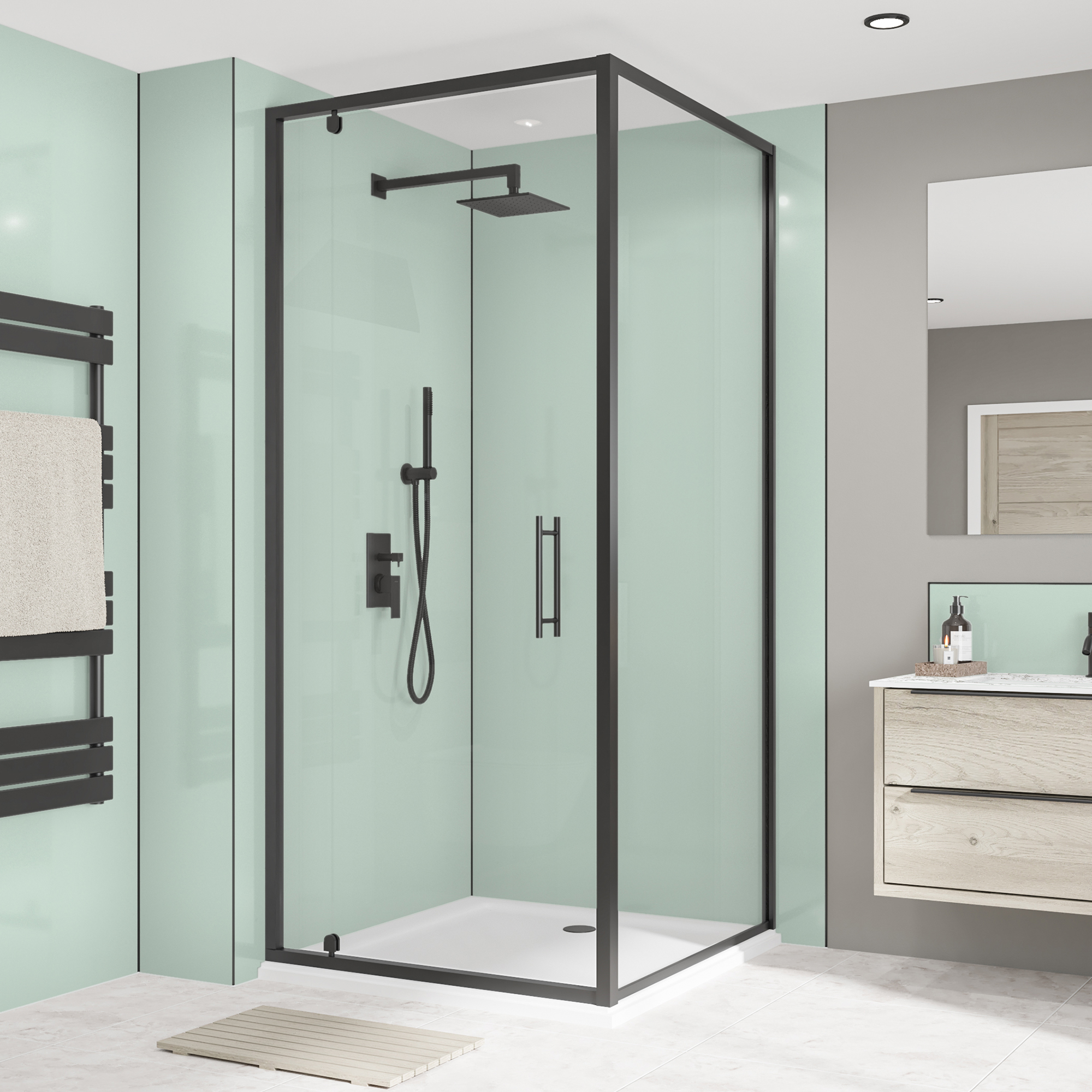 Wetwall Seabreeze Green Alloy Single Shower Panel - 2440 x 900 x 4mm