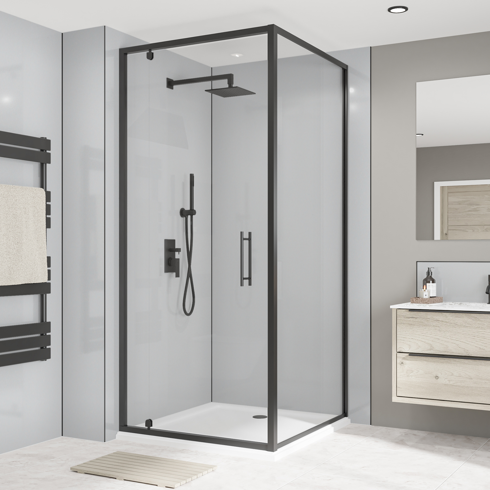 Wetwall Urban Grey Alloy Single Shower Panel - 2440 x 900 x 4mm