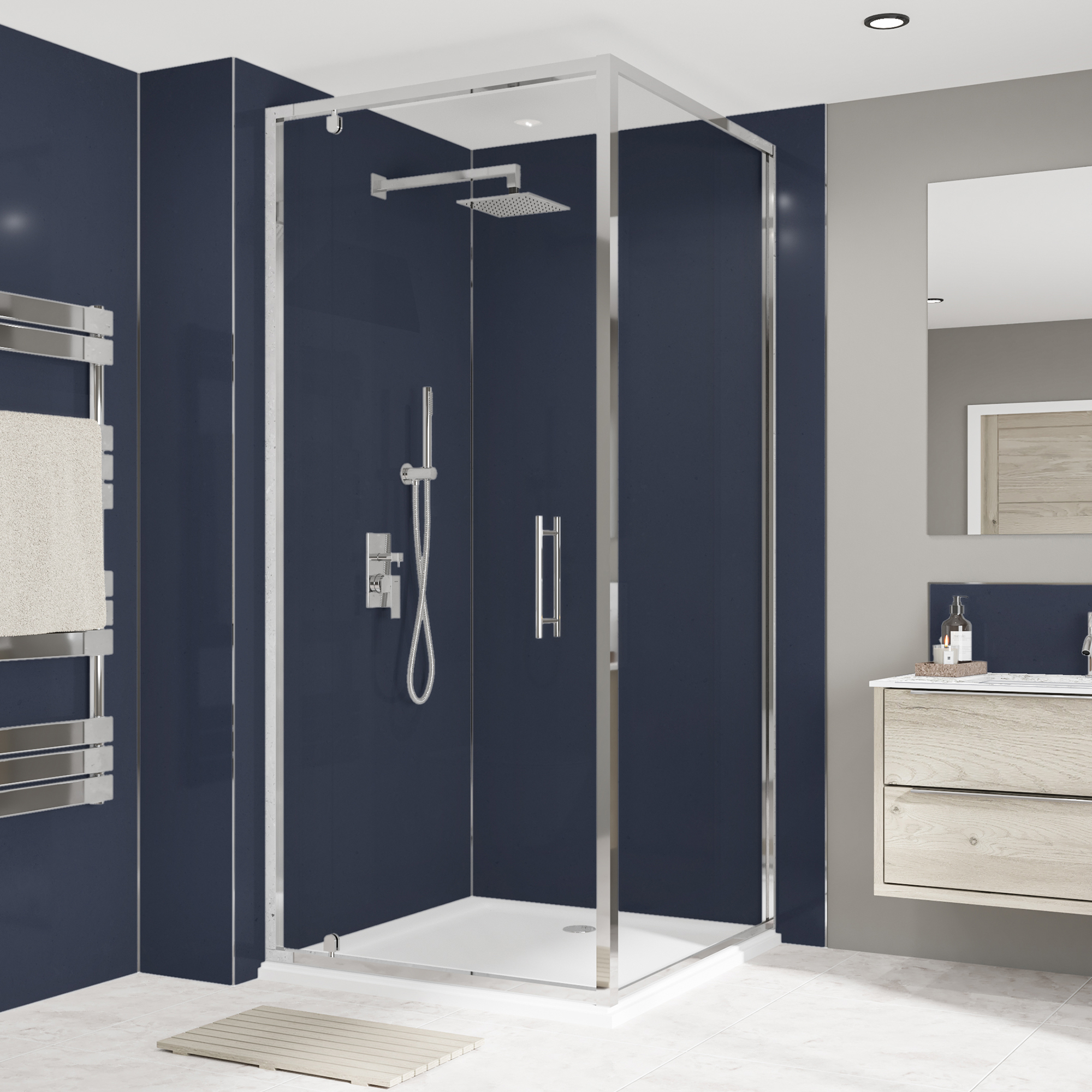 Wetwall Alloy Deep Sea Blue Single Shower Panel - 2440 x 900 x 4mm