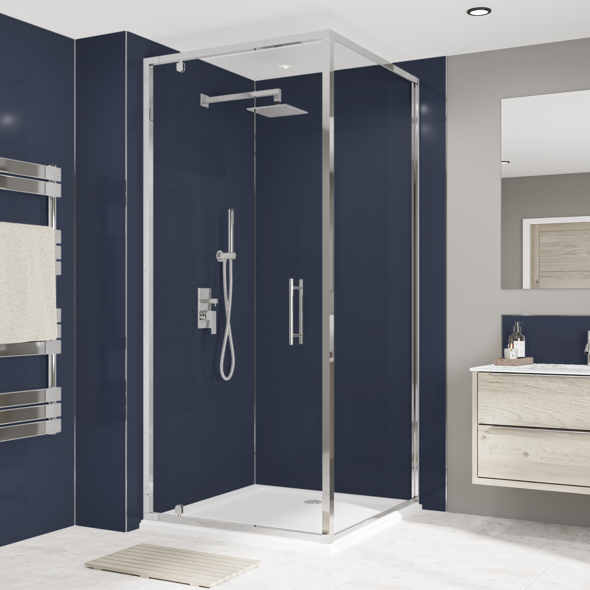 Wetwall Deep Sea Blue Alloy Single Shower Panel - 2440 x 900 x 4mm