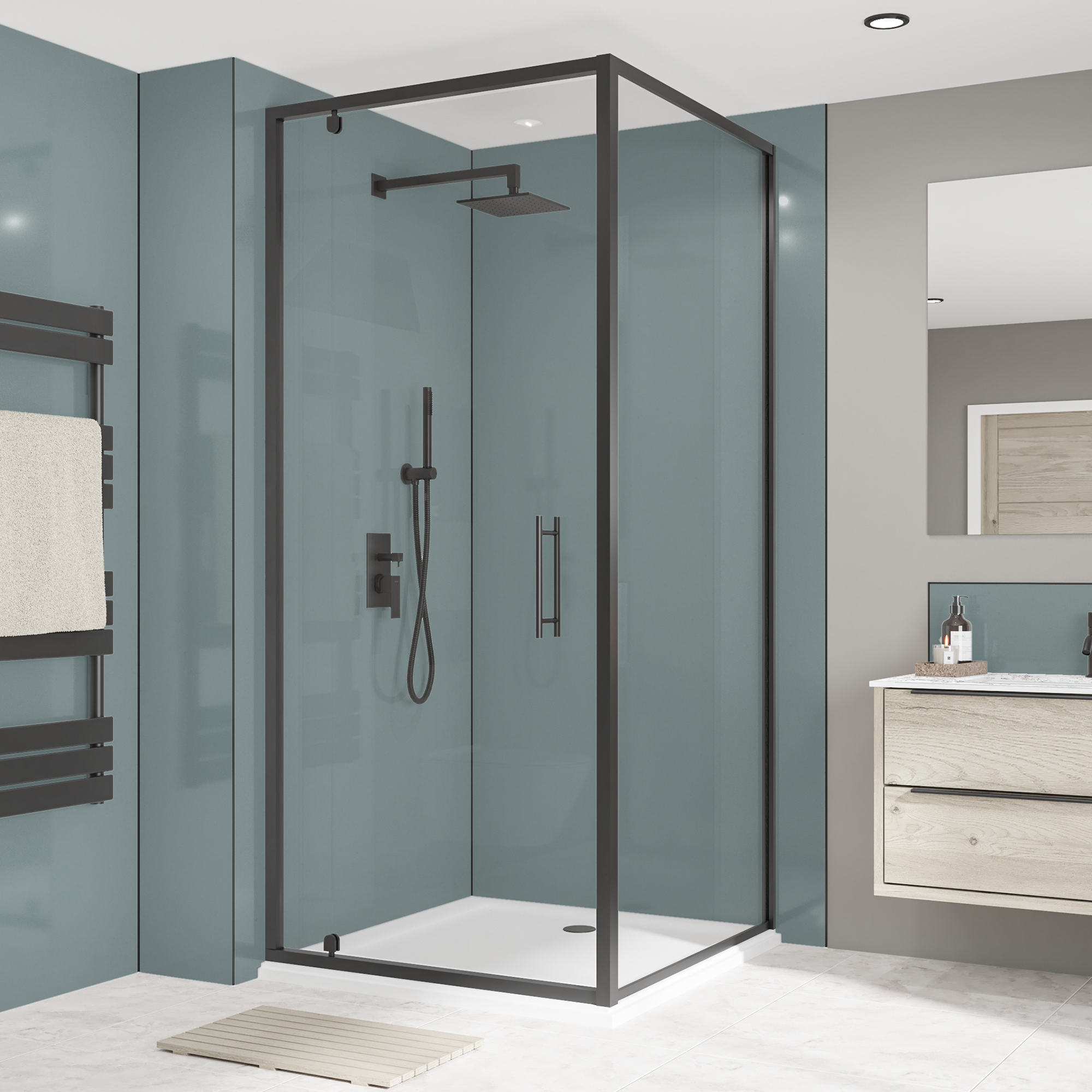 Wetwall Neptune Blue Alloy Single Shower Panel - 2440 x 600 x 4mm