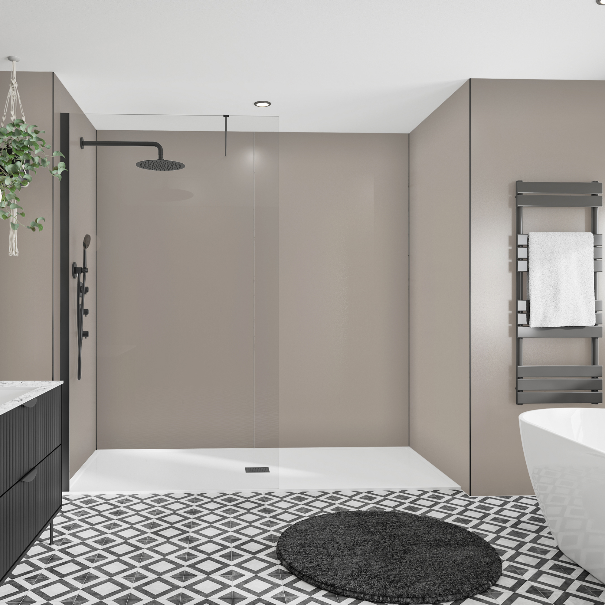 Wetwall Alloy Terra Grey Single Shower Panel - 2440 x 600 x 4mm