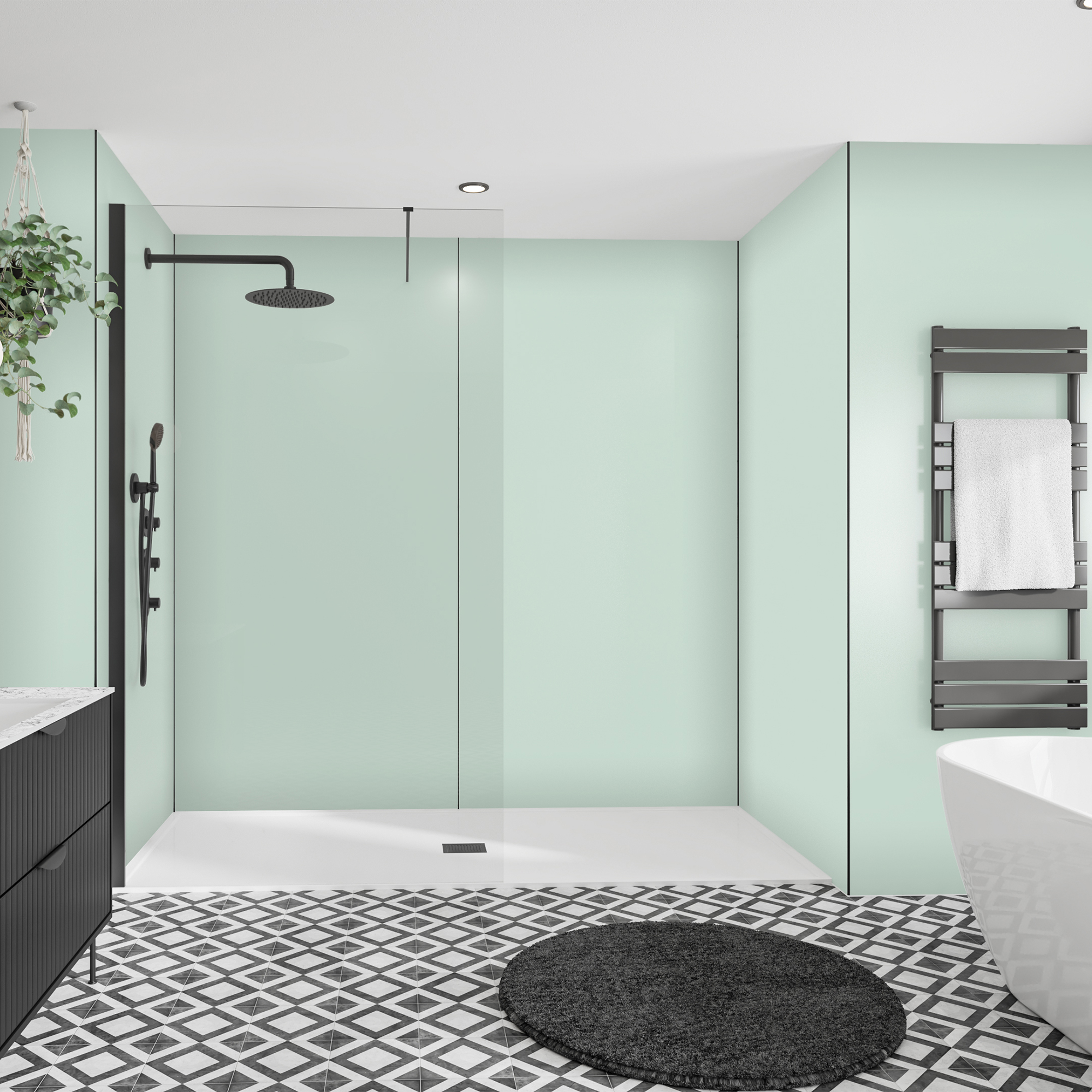 Wetwall Seabreeze Green Alloy Single Shower Panel - 2440 x 600 x 4mm