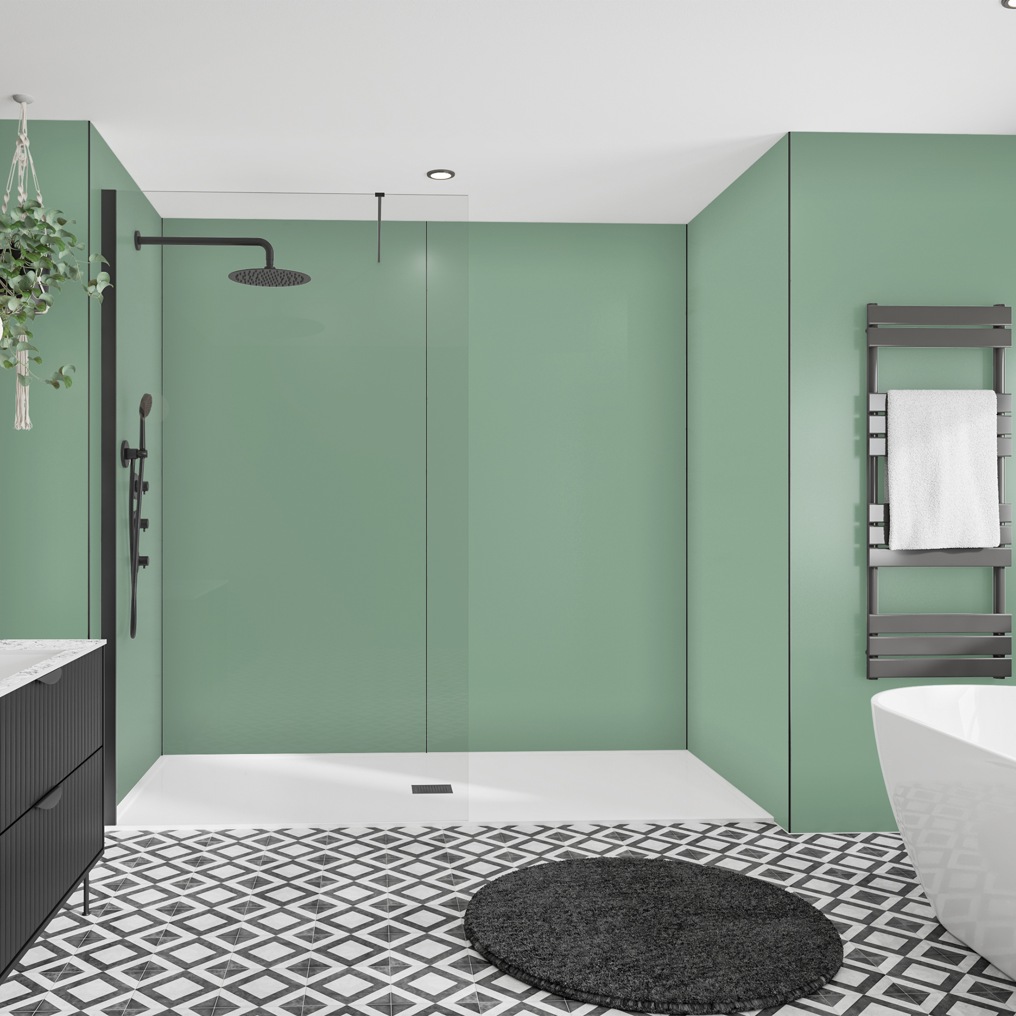 Wetwall Seafoam Green Alloy Single Shower Panel - 2440 x 600 x 4mm