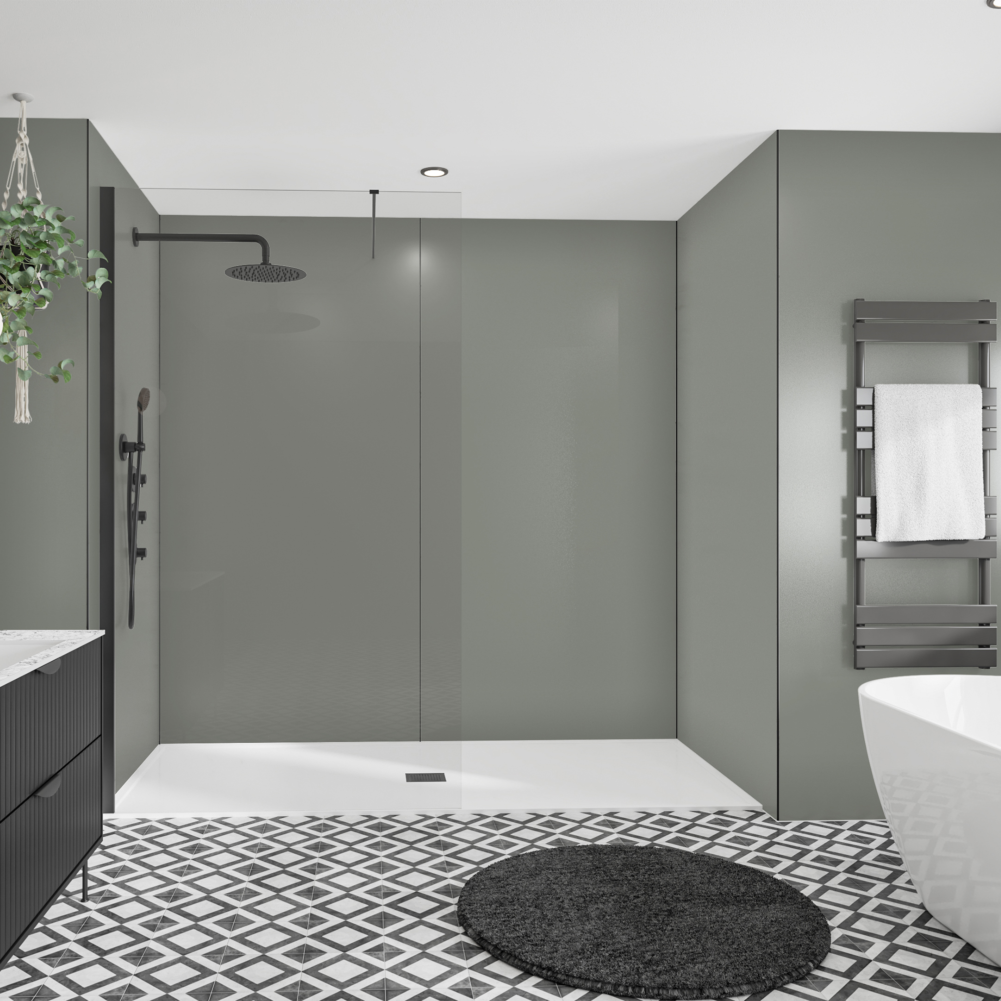Wetwall Alloy Battleship Grey Single Shower Panel - 2440 x 600 x 4mm