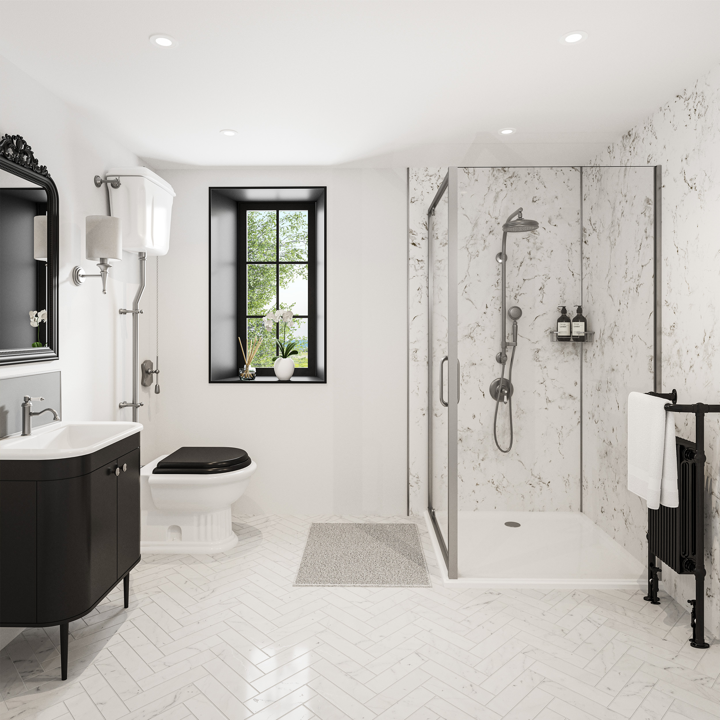 Wetwall Alloy Roman Marble Single Shower Panel - 2440 x 1200 x 4mm