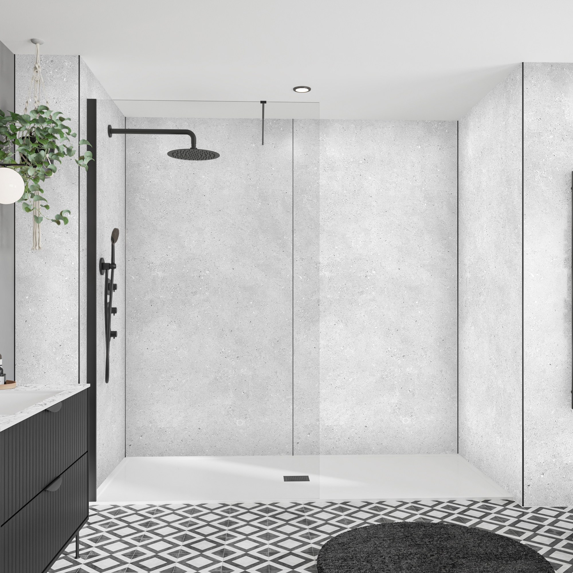 Wetwall Fossil Stone Alloy Single Shower Panel - 2440 x 900 x 4mm