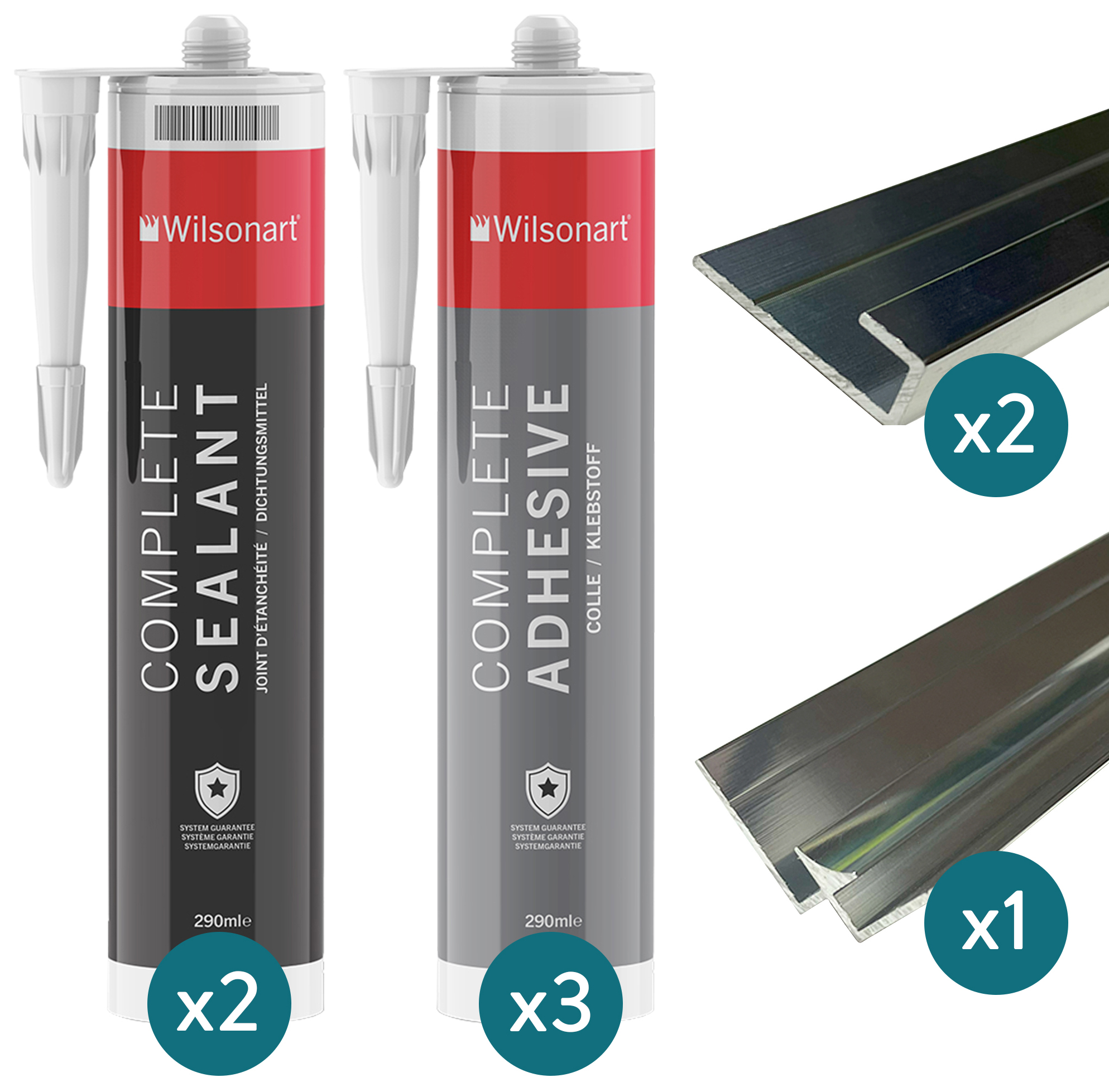 Wetwall Alloy 2 Sided Installation Kit