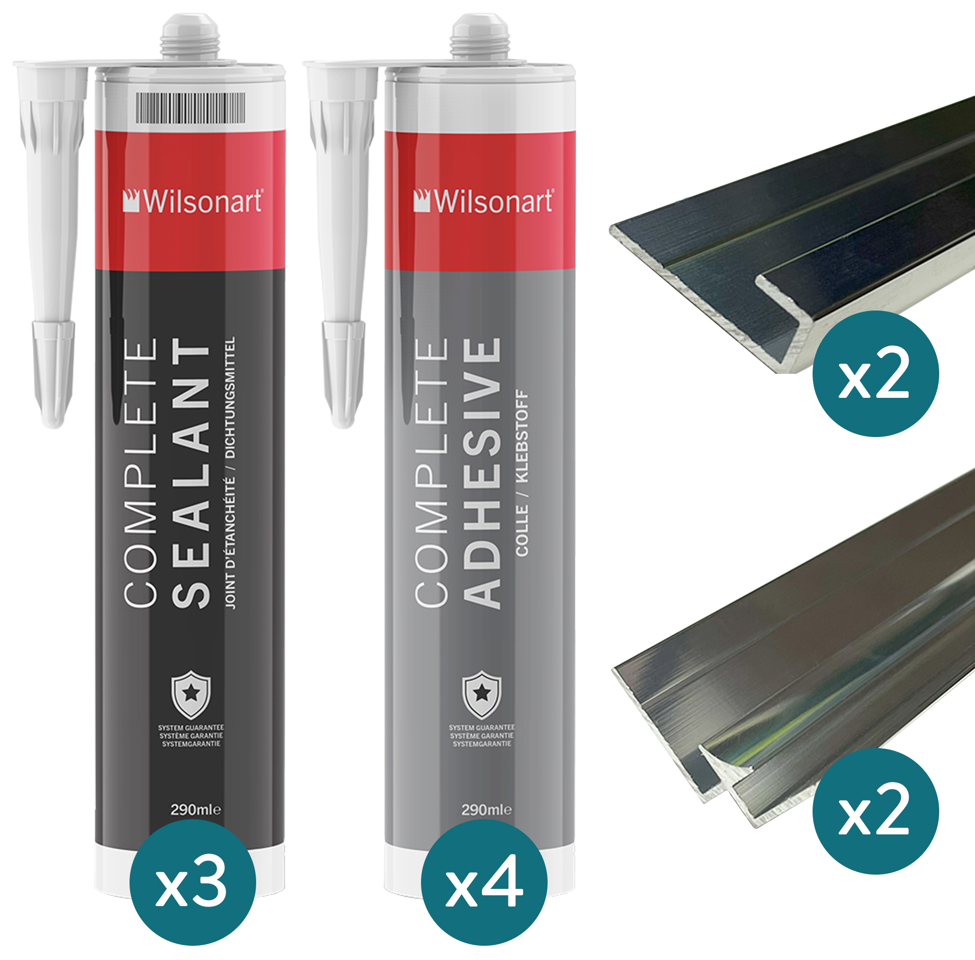 Wetwall Alloy 3 Sided Installation Kit