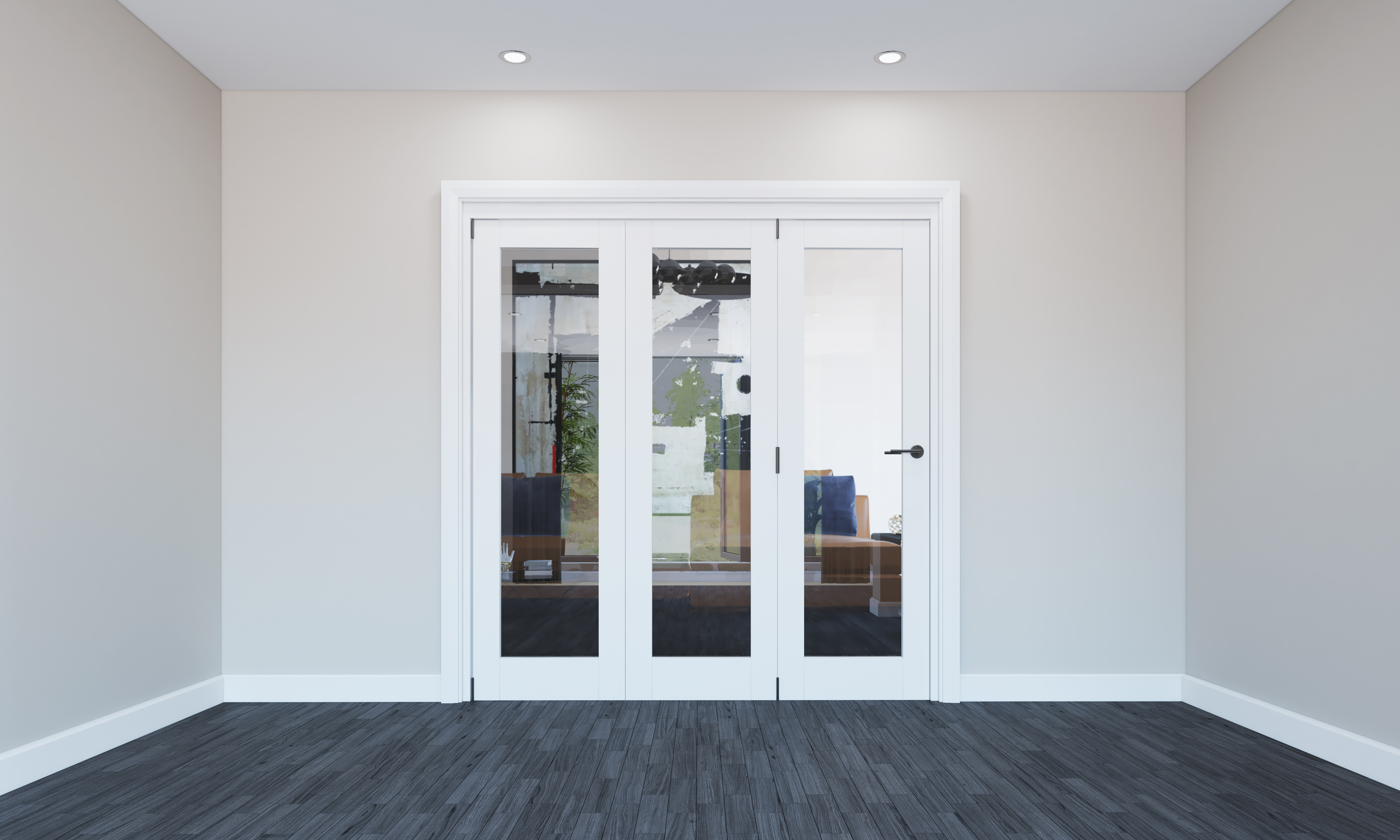 Rohden White Primed 1 Lite Internal Bi-Fold Door Set - 2060mm