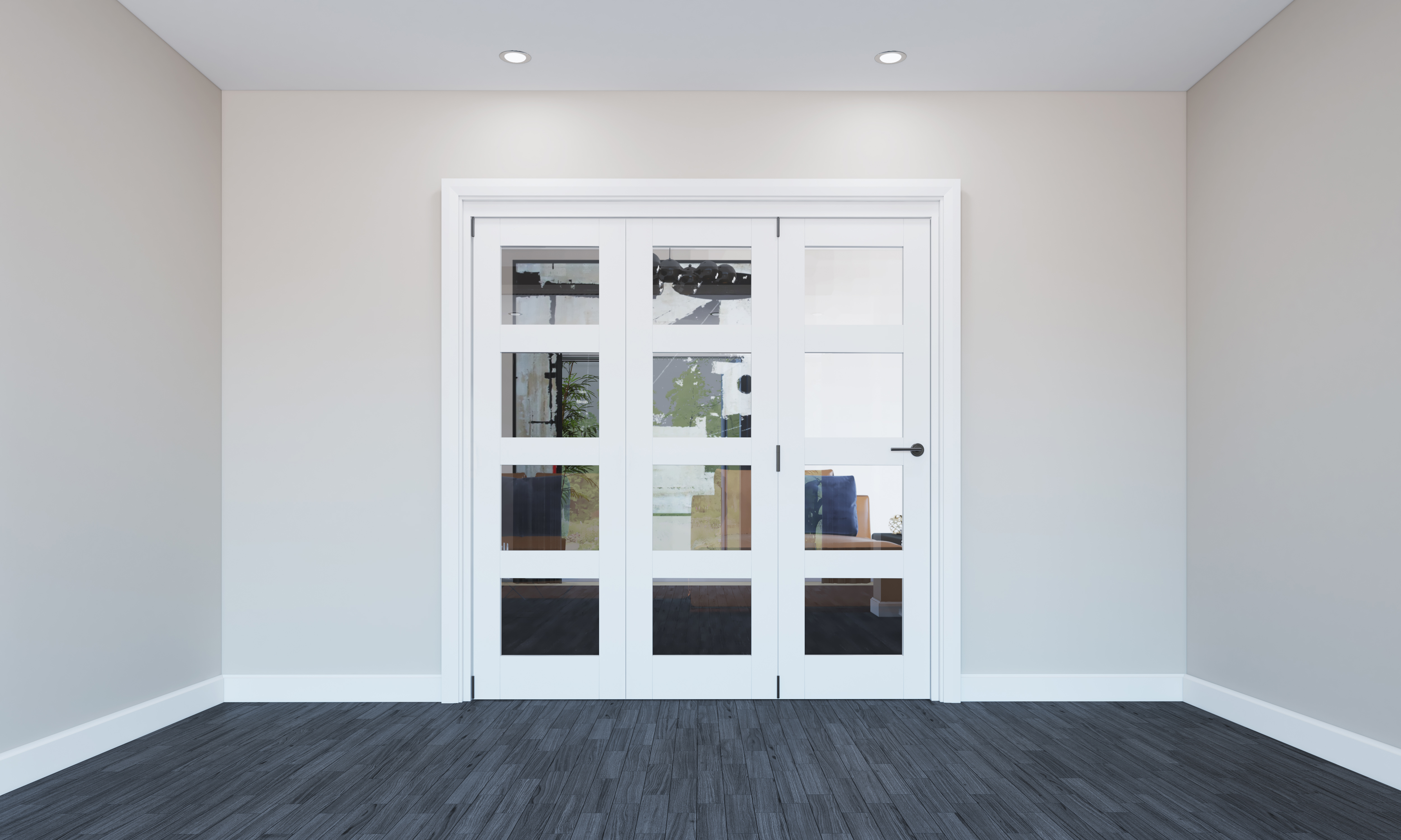 Rohden White Primed 4 Lite Internal Bi-Fold Door Set - 2060mm