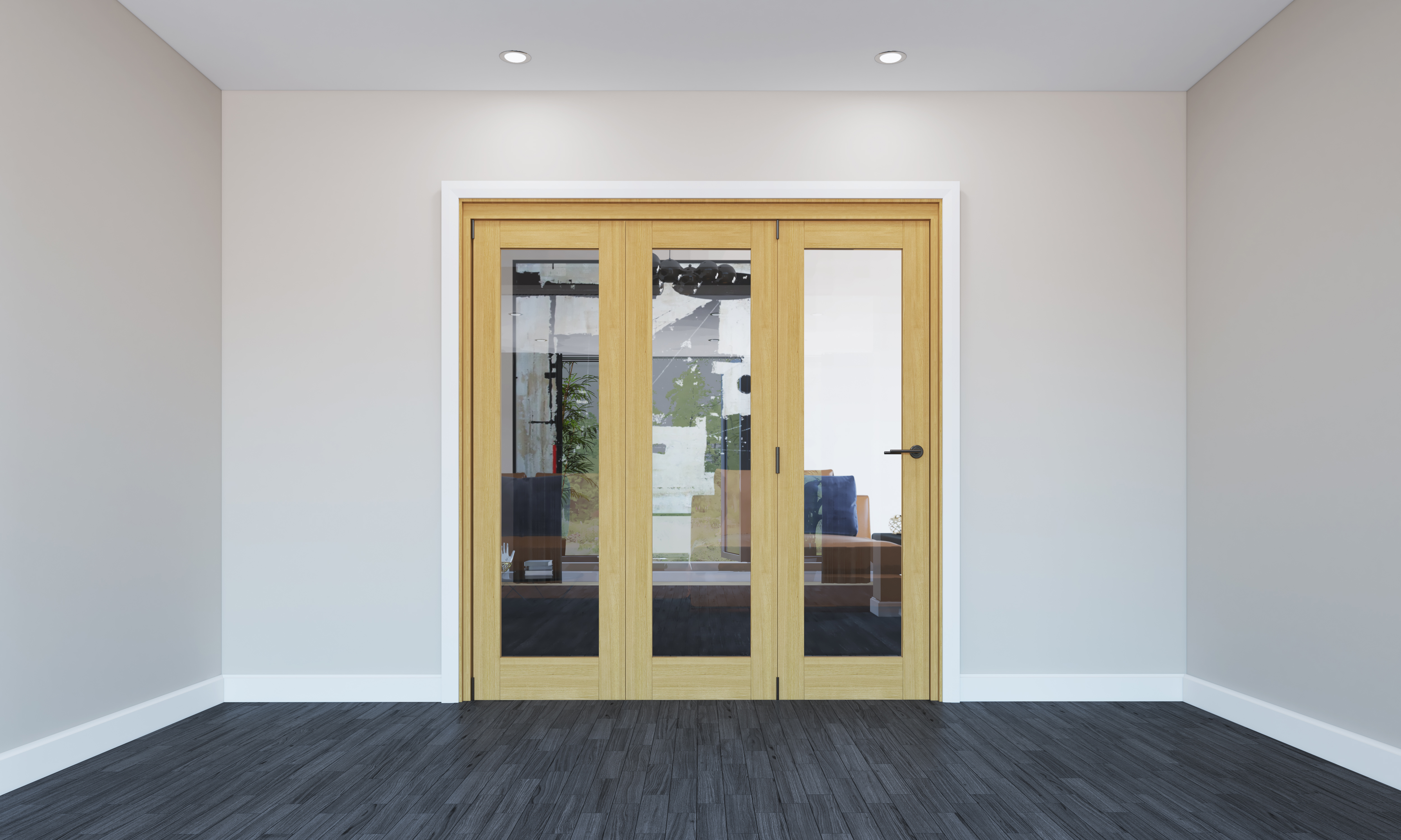 Rohden Un-Finished Oak 1 Lite Internal Bi-Fold Door Set - 2060mm