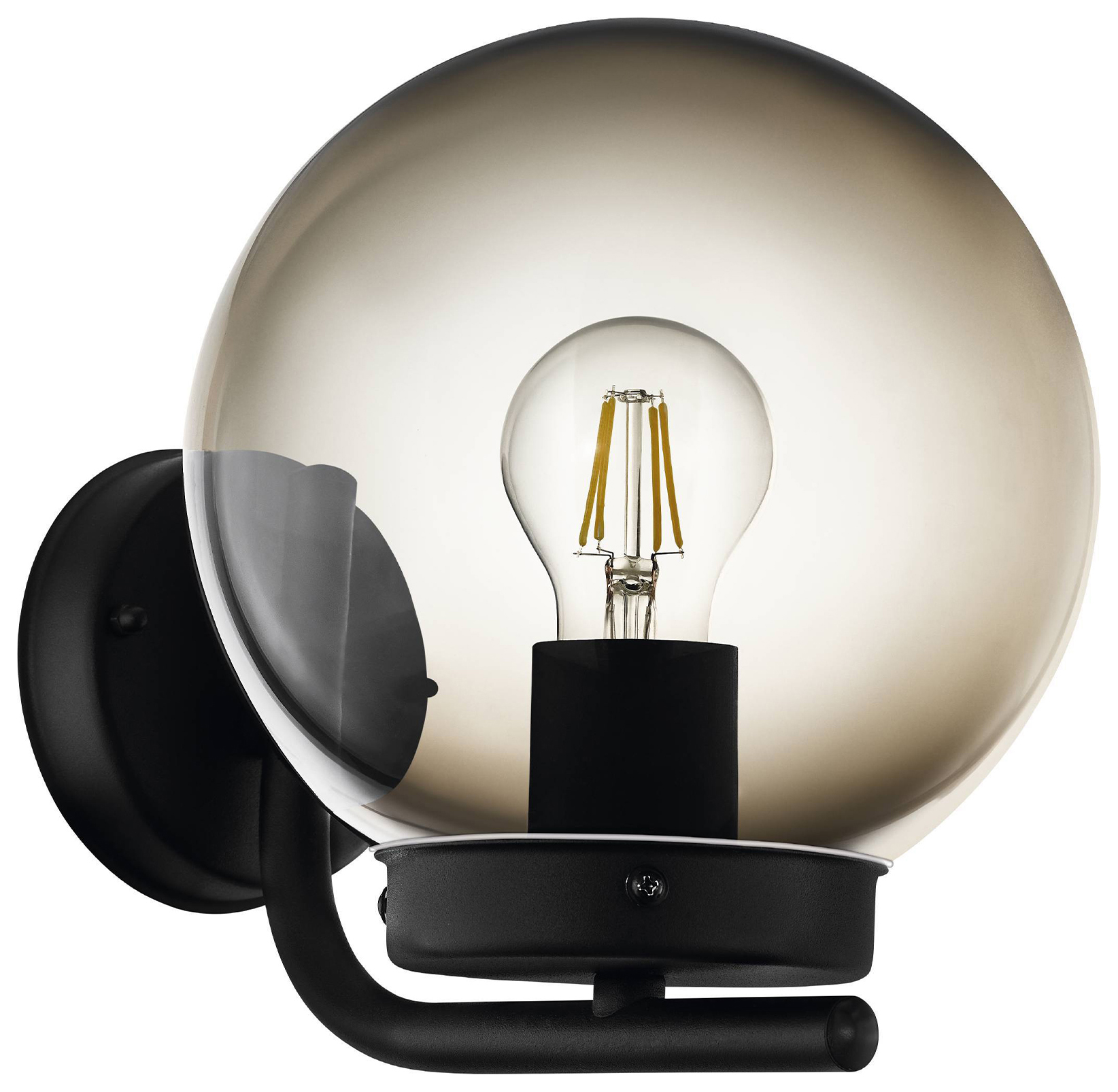 Eglo IP44 Taverna Transparent Globe Exterior Wall Light - Black