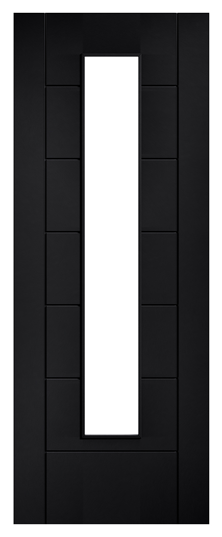 LPD Internal Laminate Linear Glazed Pre-Finished Black Door - 1981mm