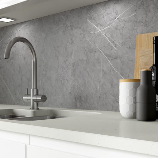 Alusplash Splashback 3050 x 750mm - Grey Marble - Matt