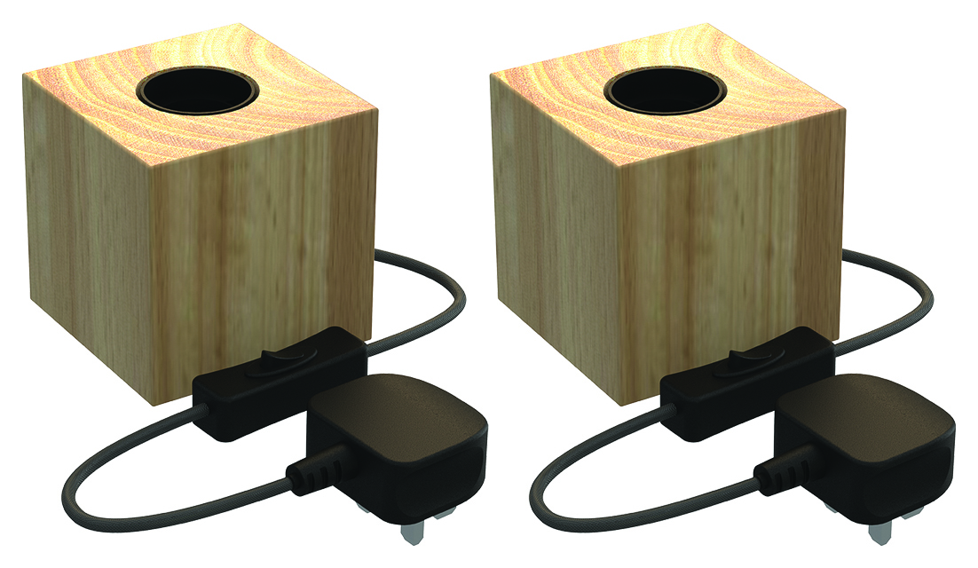 Calex Wood Table Lamp Cube - Pack of 2