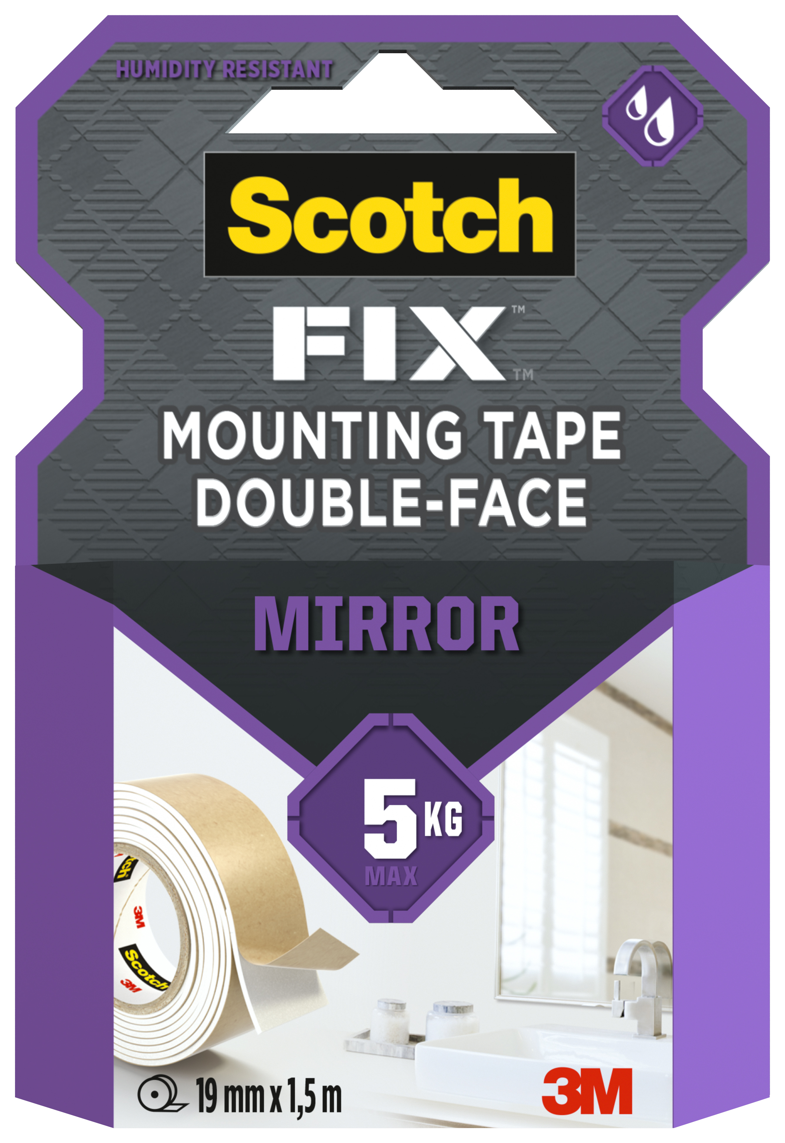 Scotch-Fix Mirror Mounting Tape - 19mm x 1.5m
