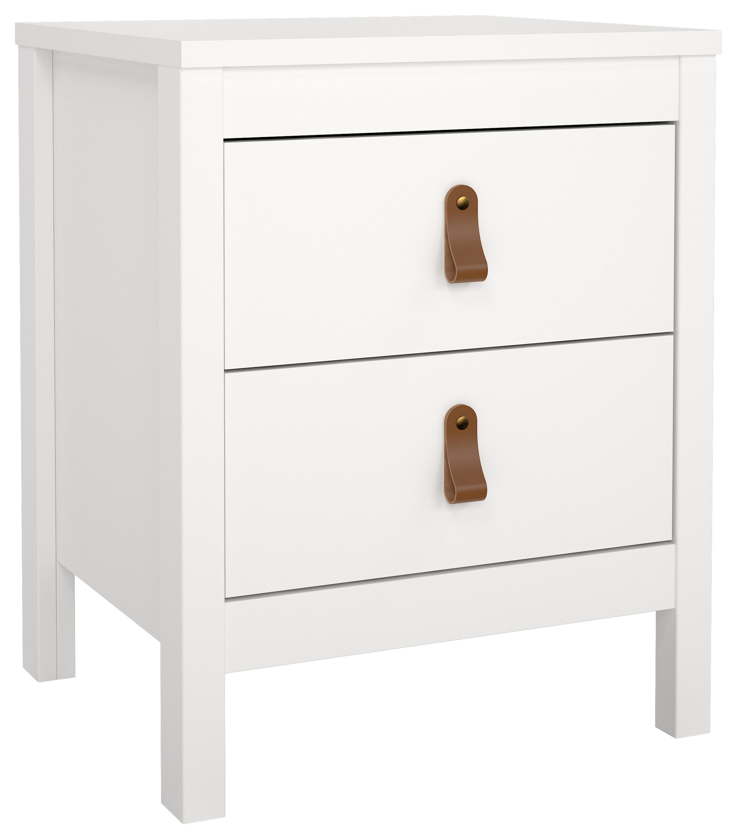 Barcelona Bedside Table with 2 Drawers - White