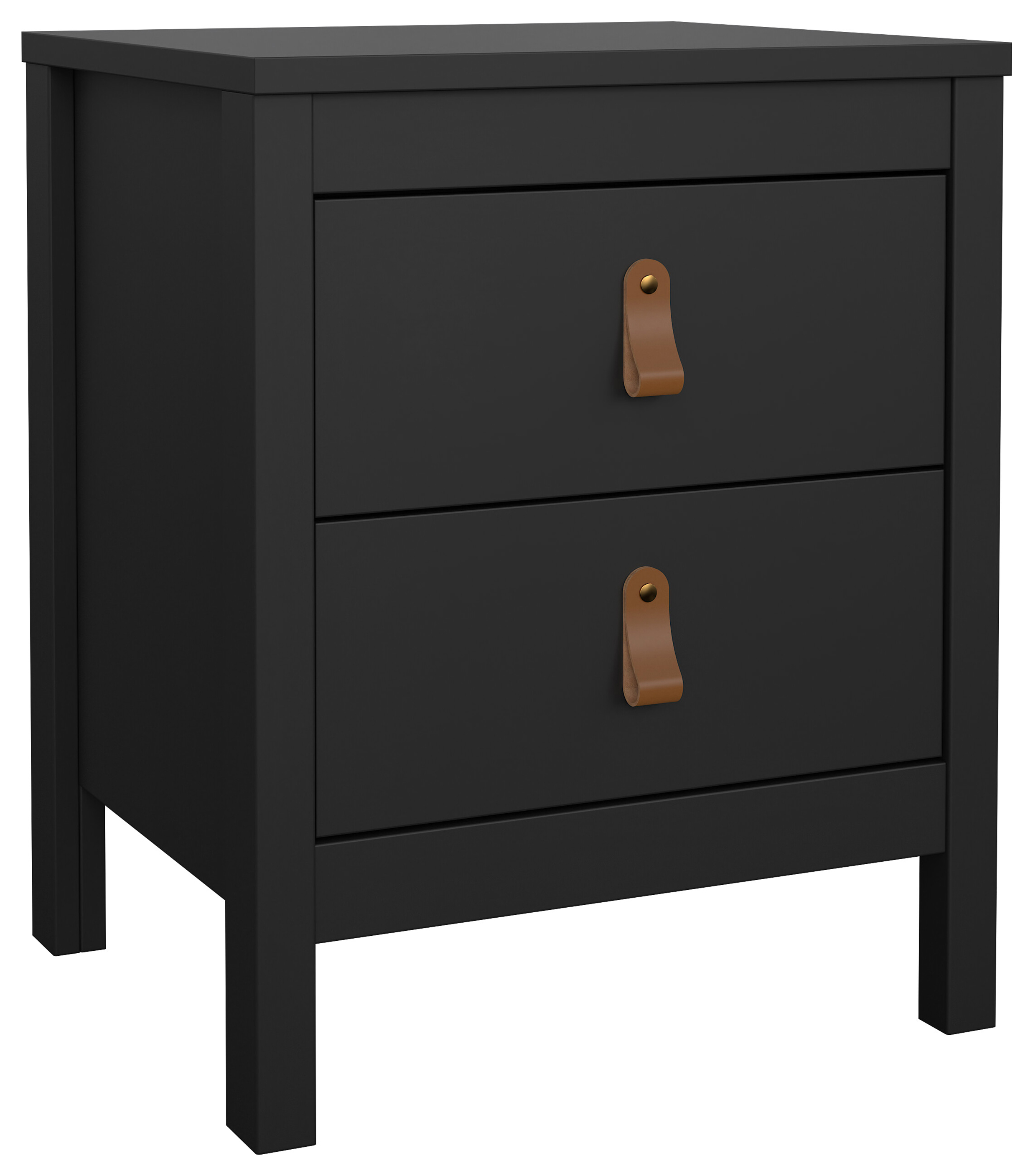 Barcelona Bedside Table with 2 Drawers - Matt Black