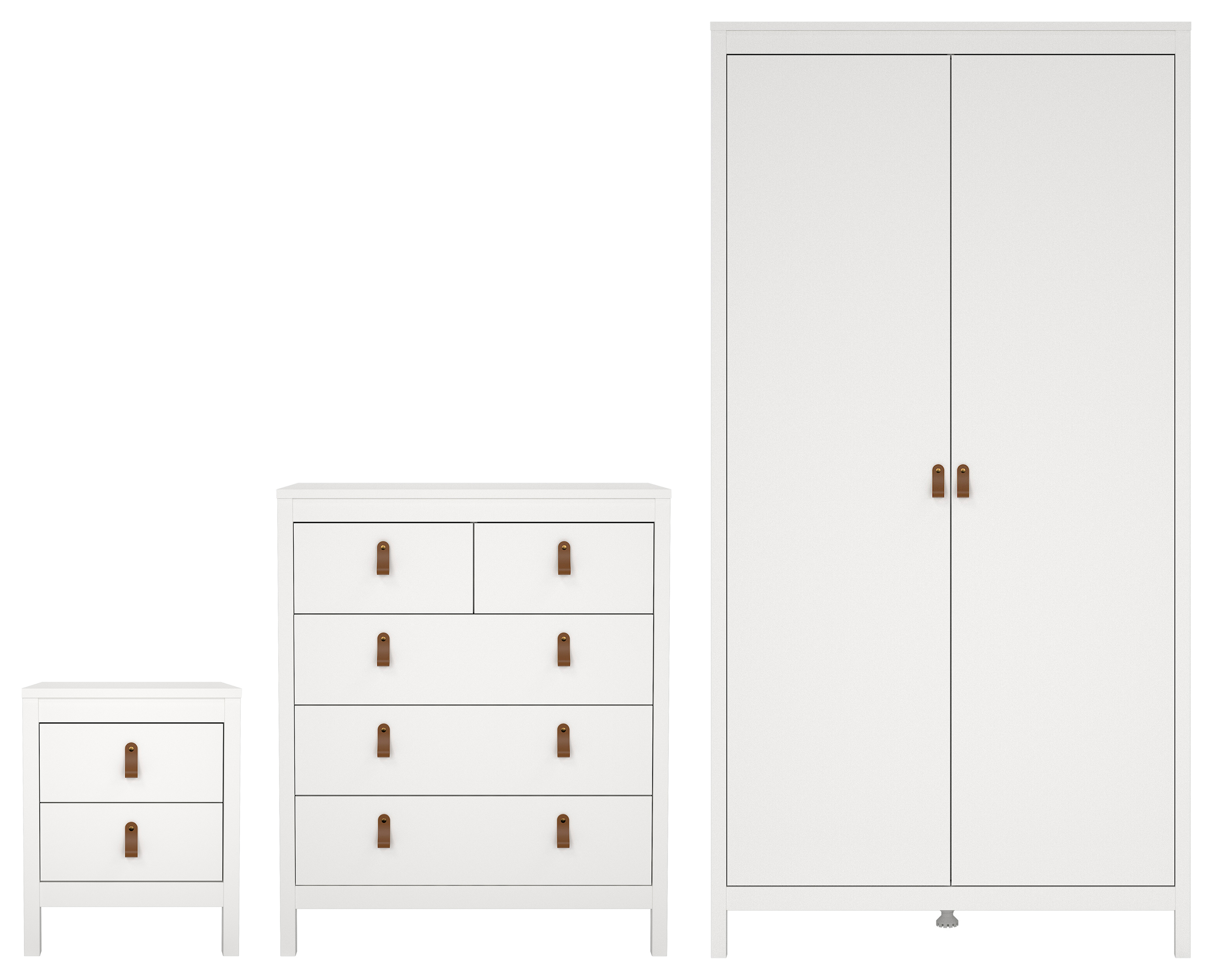 Barcelona Bedroom Furniture Package with 2 Doors - White