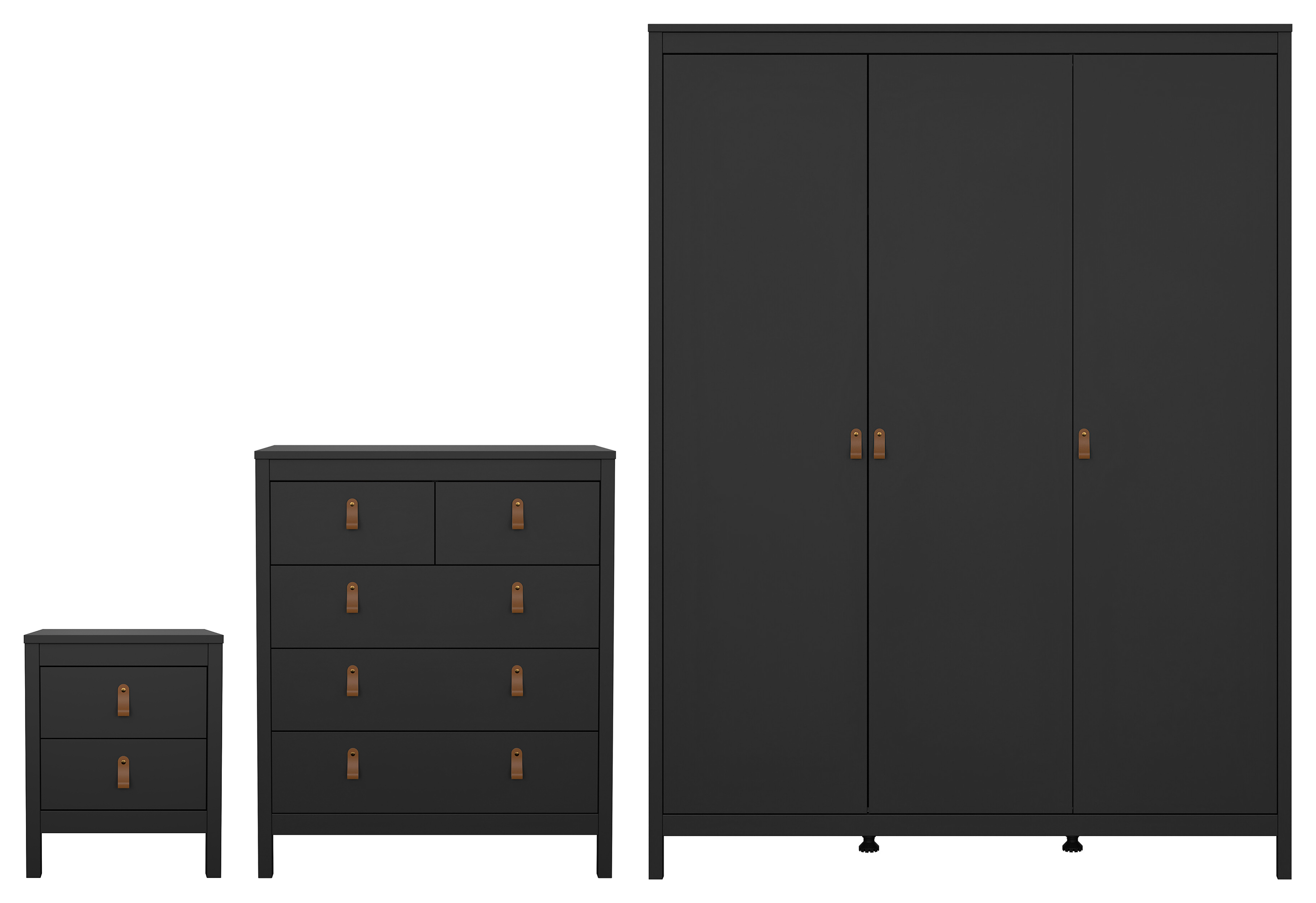 Barcelona Bedroom Furniture Package with 3 Doors - Matt Black