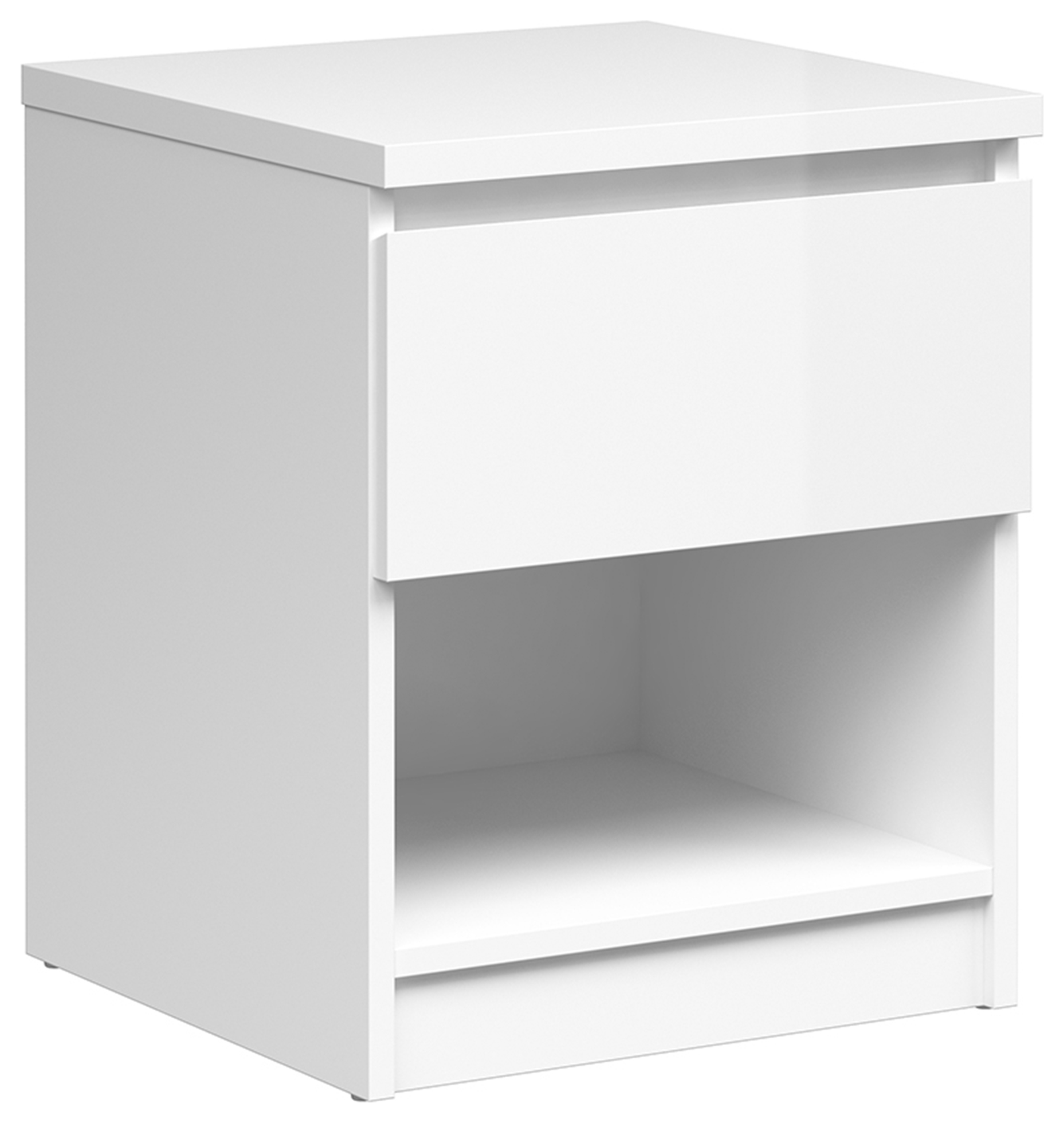Naia Bedside Table with 1 Drawer & 1 Shelf - White