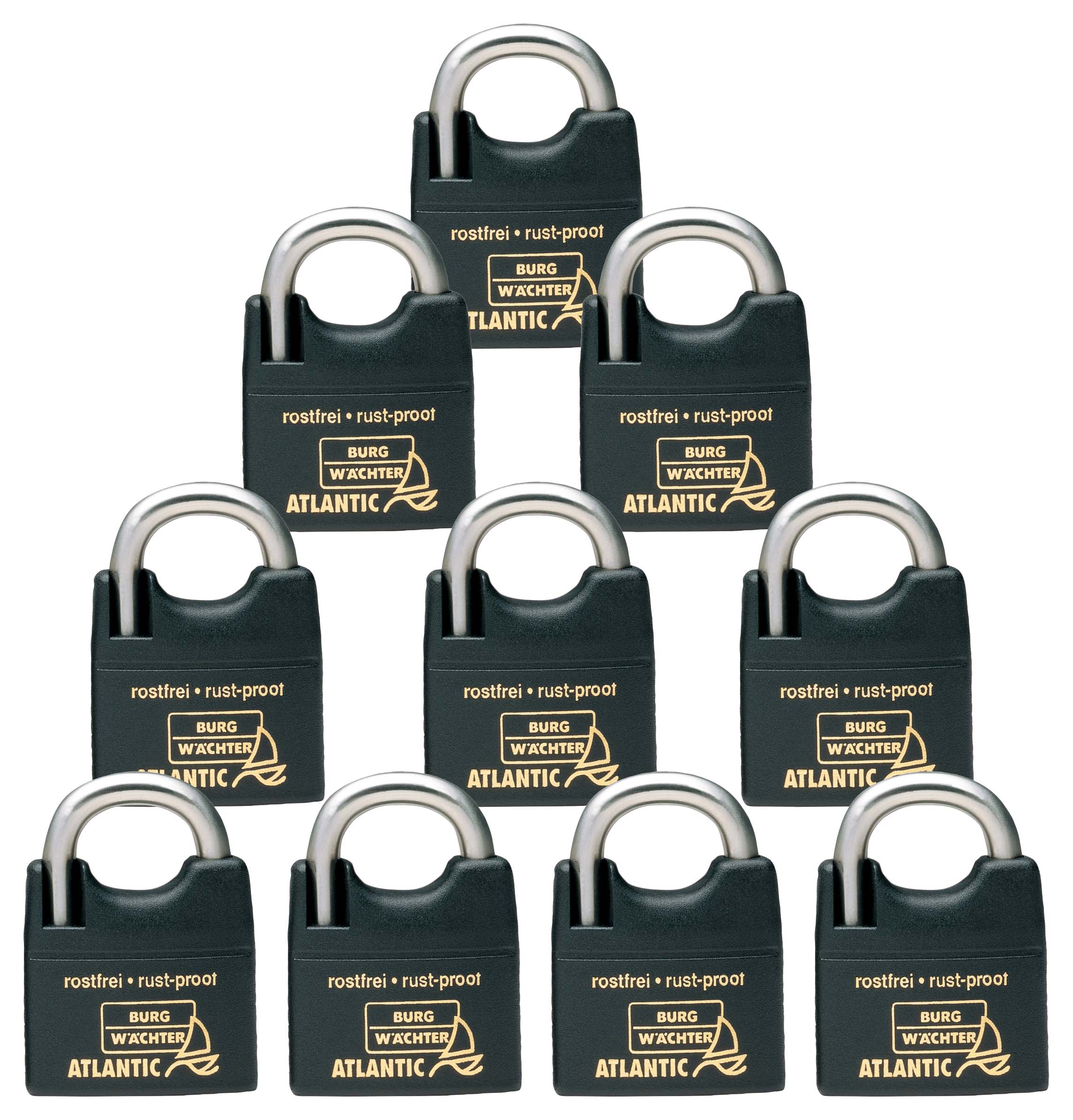 Burg Wachter Brass Keyed Long Shackle Padlock 40mm - Pack of 5