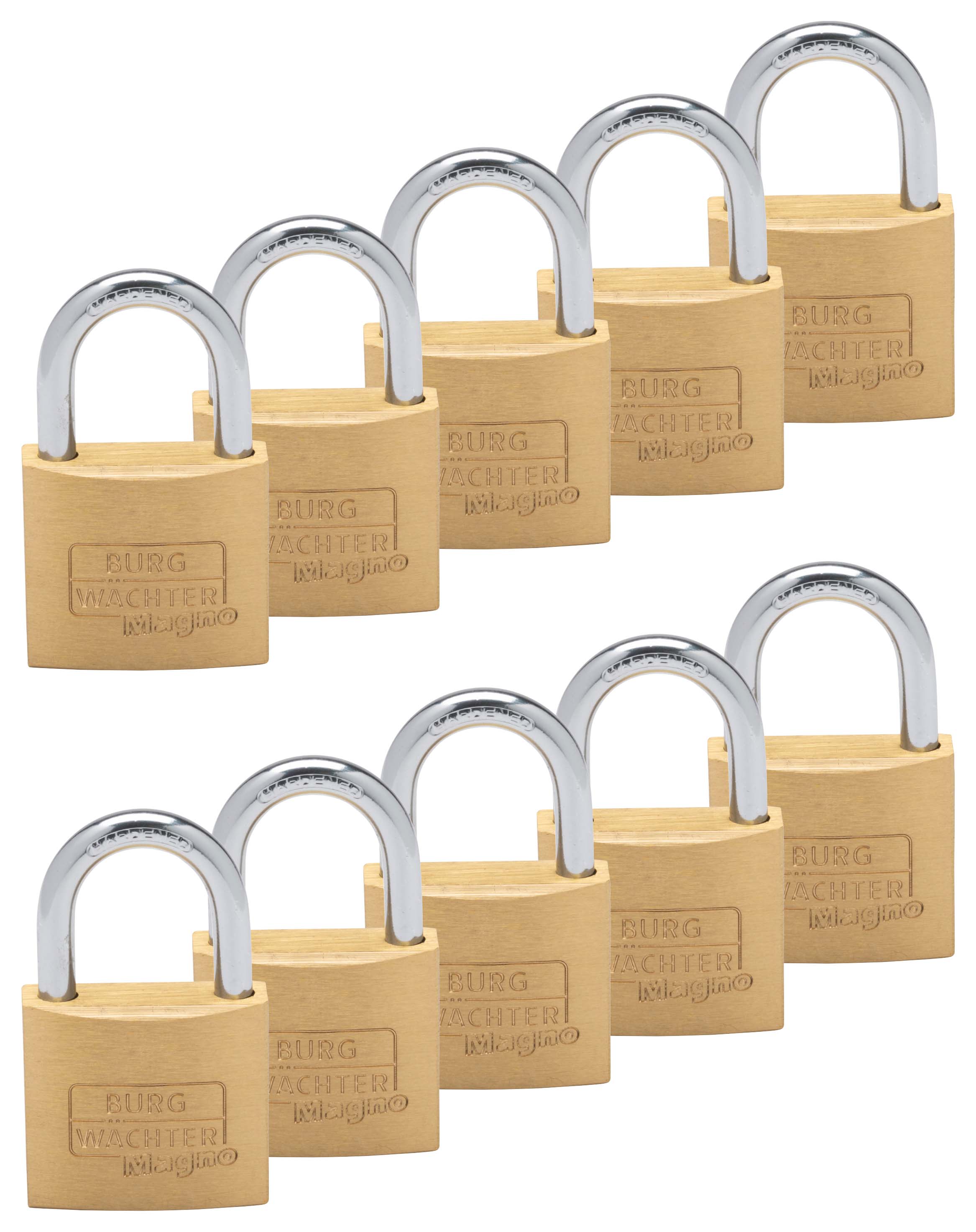 Burg Wachter Saltwater & Rustproof Keyed Standard Shackle Padlock 50mm- Pack of 10