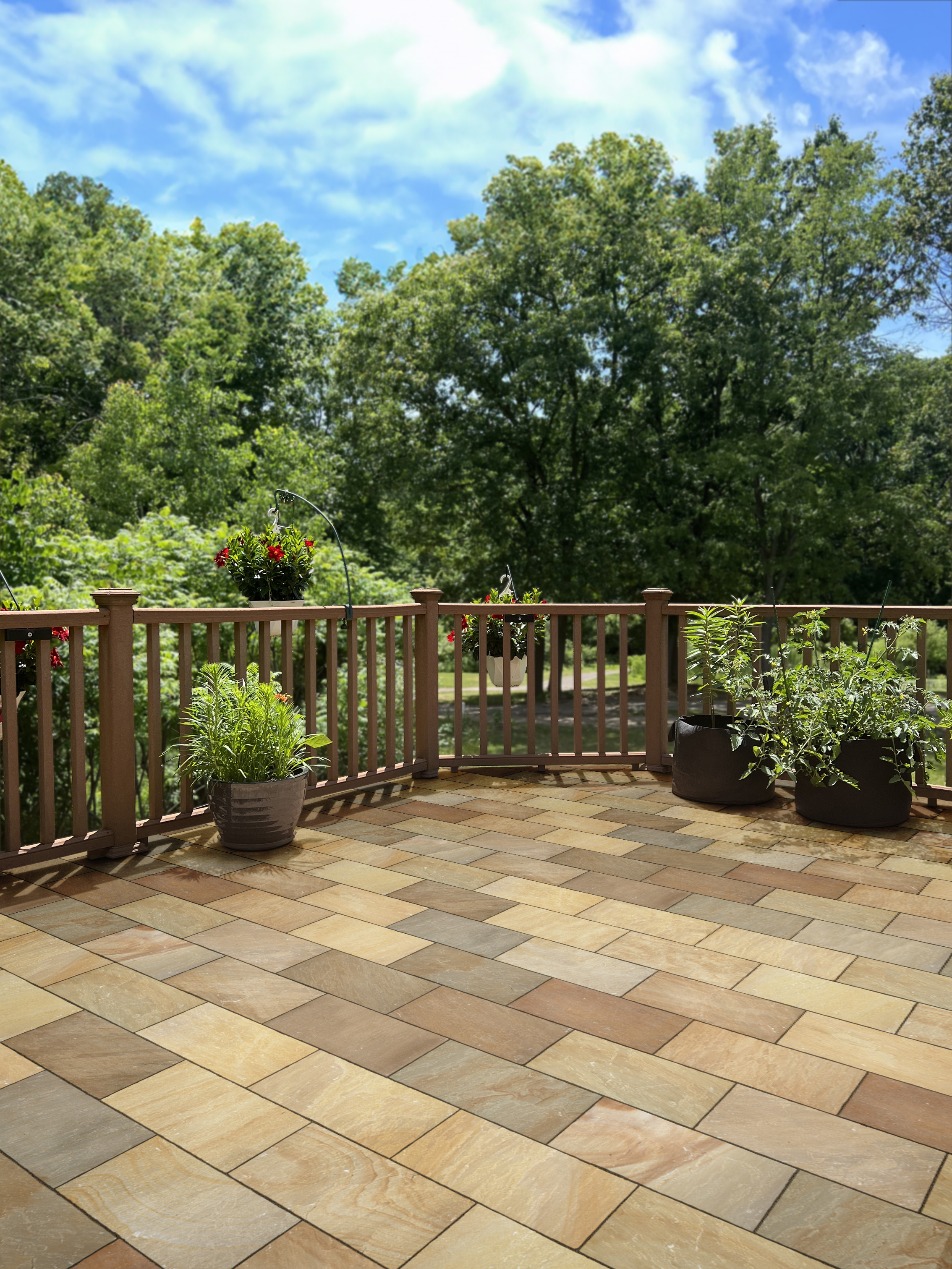 Indian Sandstone Riven Buff Multi Paving Slab - 600 x 300 x 22mm