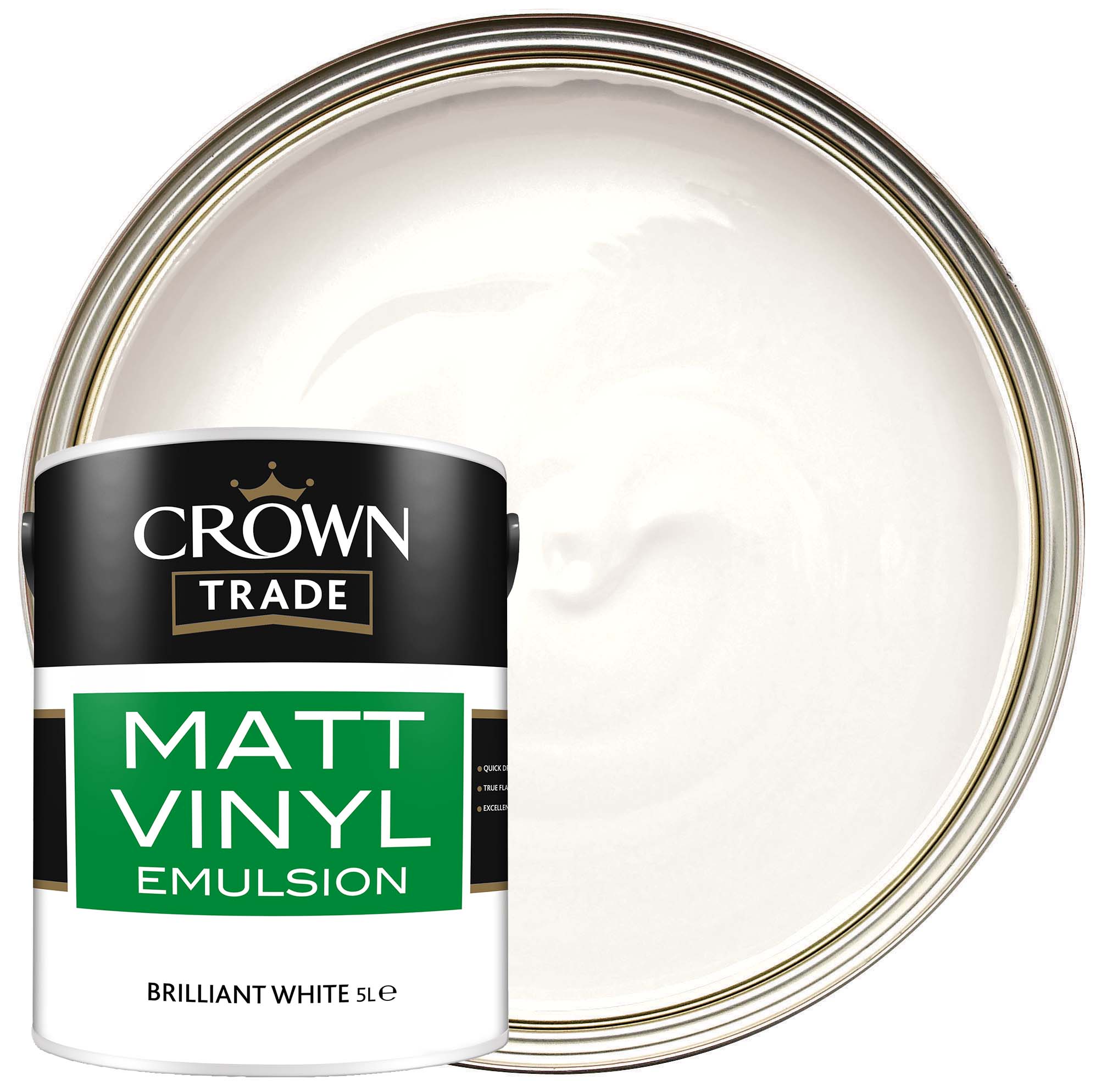 Crown Trade Vinyl Matt Emulsion Paint - Pure Brilliant White - 5L