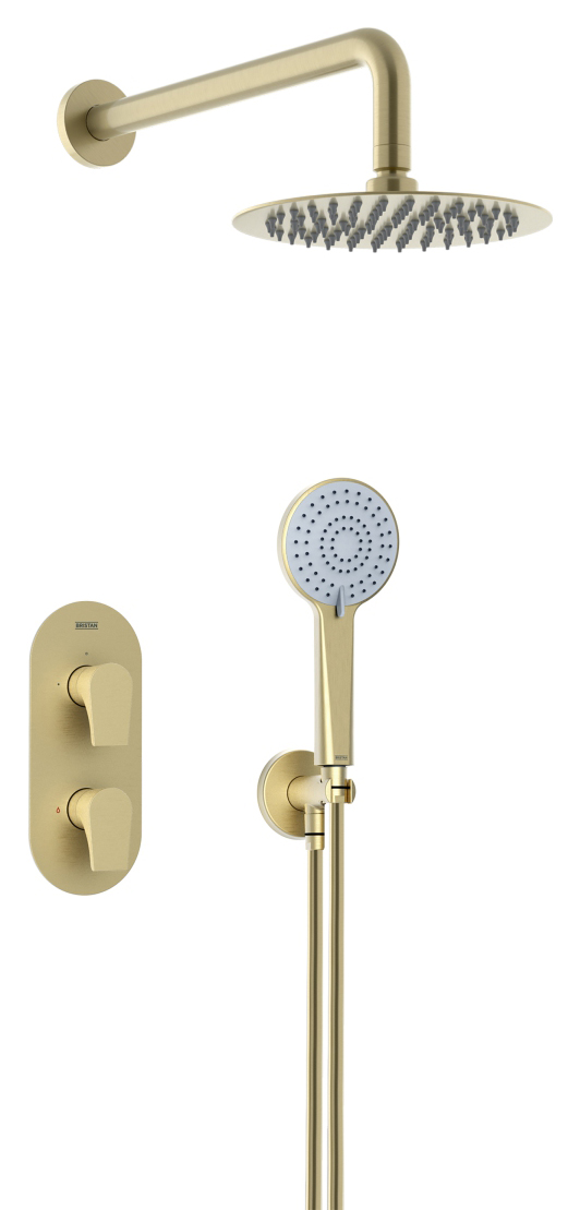 Bristan Hourglass Concealed Dual Control Round Mixer Shower Valve Pack - Brushed Brass