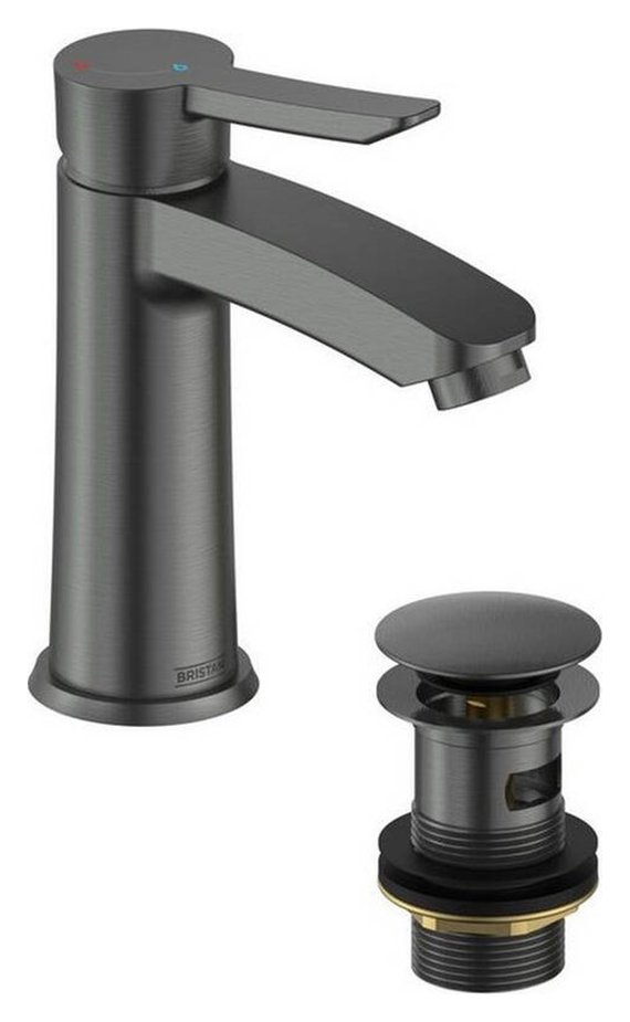 Bristan Apelo Eco Start Basin Mixer with Clicker Waste - Brushed Anthracite