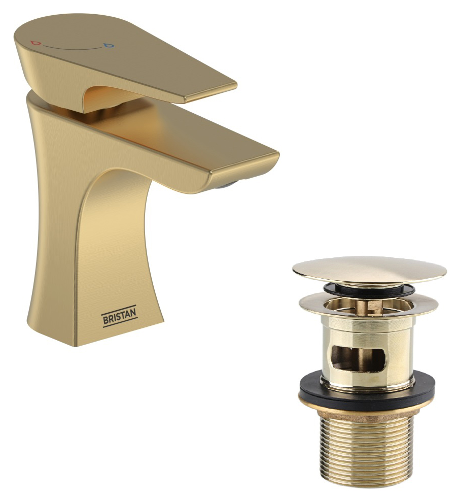 Hourglass Eco Start Basin Mixer - Brushed Brass