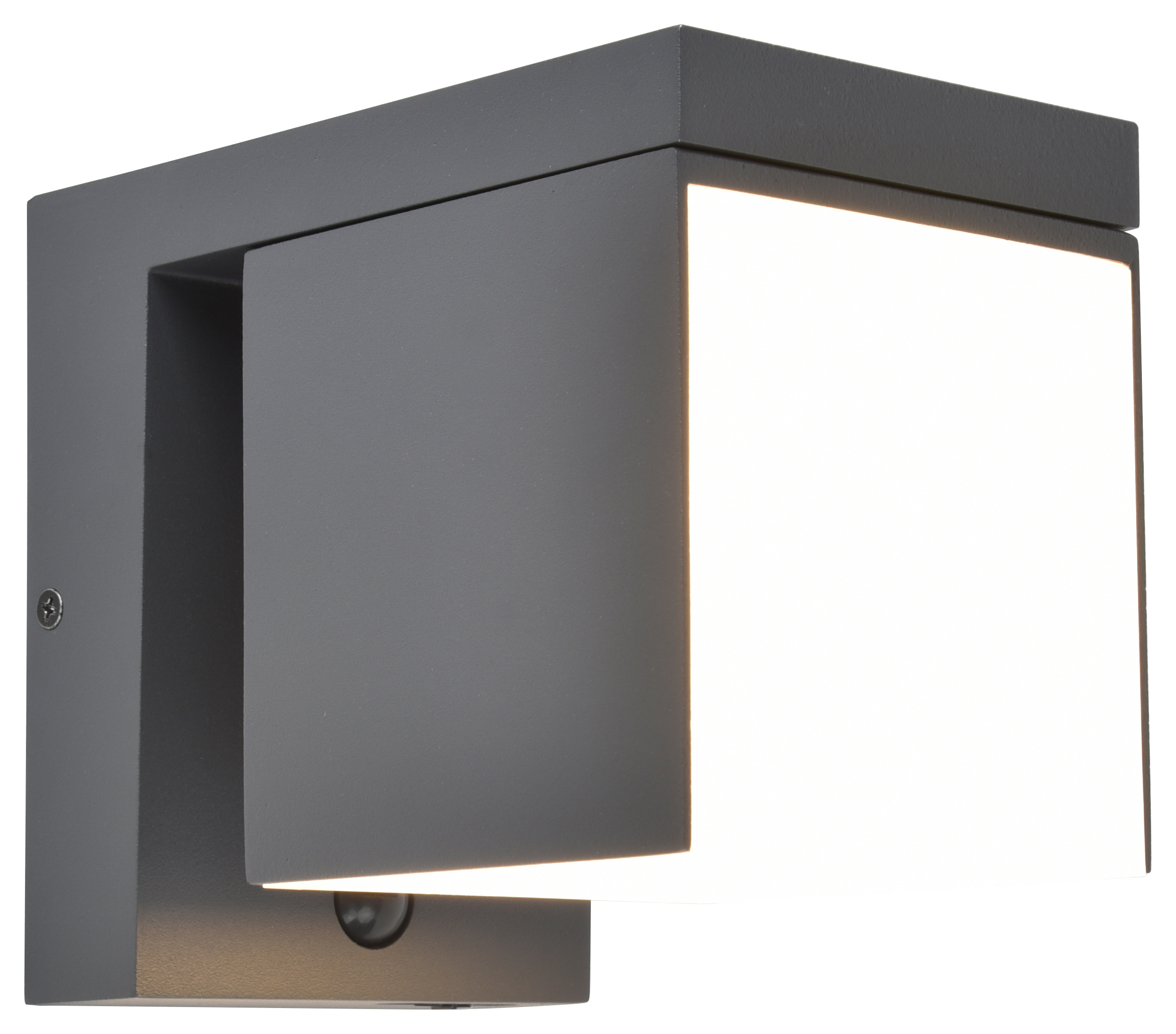 Lutec IP54 Prima Solar Hybrid Integrated LED PIR Wall Light - Dark Grey