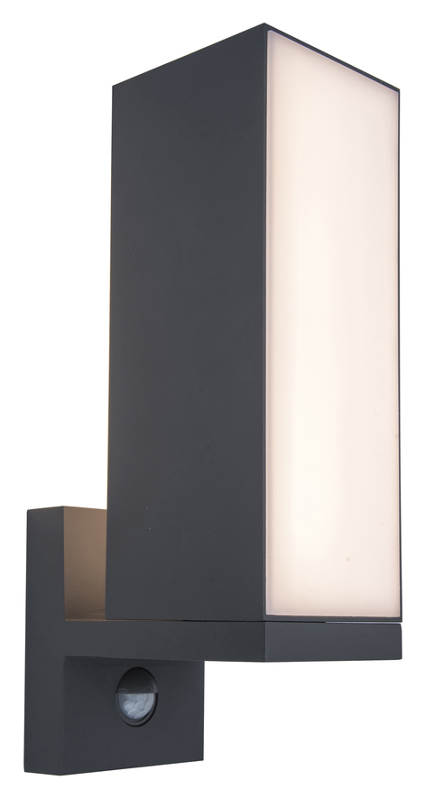 Lutec IP54 Cuba Integrated LED PIR Wall Light - Dark Grey